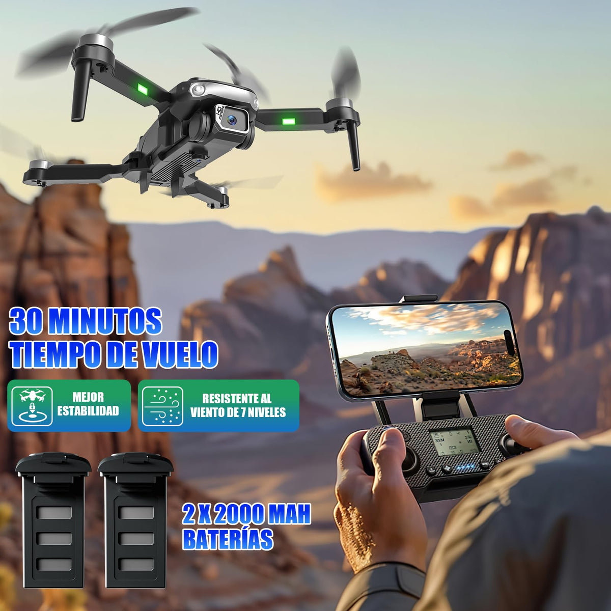 DAQI Drone con Cámara 8K, S165 Mini Drone con Motor sin Escobillas, 2 Baterías, Funda Protectora, Vuelo de Trayectoria y Evitación Inteligente de Obstáculos, Drone para Niños Adultos Principiantes