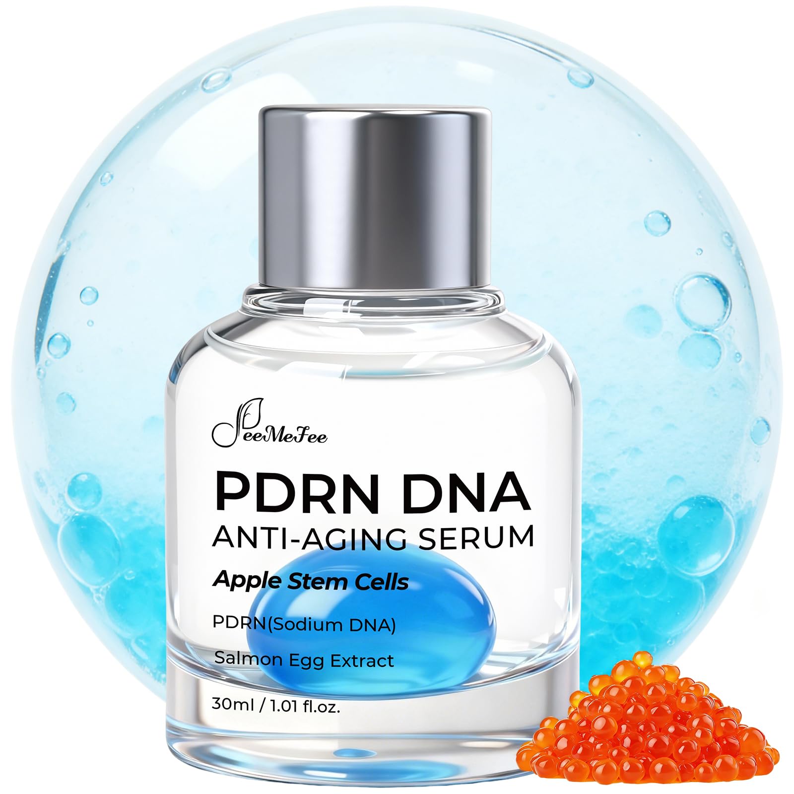 Sérum Antiedad de ADN PDRN de Salmón, 8000 ppm, con Células Madre de Manzana, Colágeno, 9 Péptidos y Ácido Hialurónico, Cuidado Facial Coreano, 30 ml