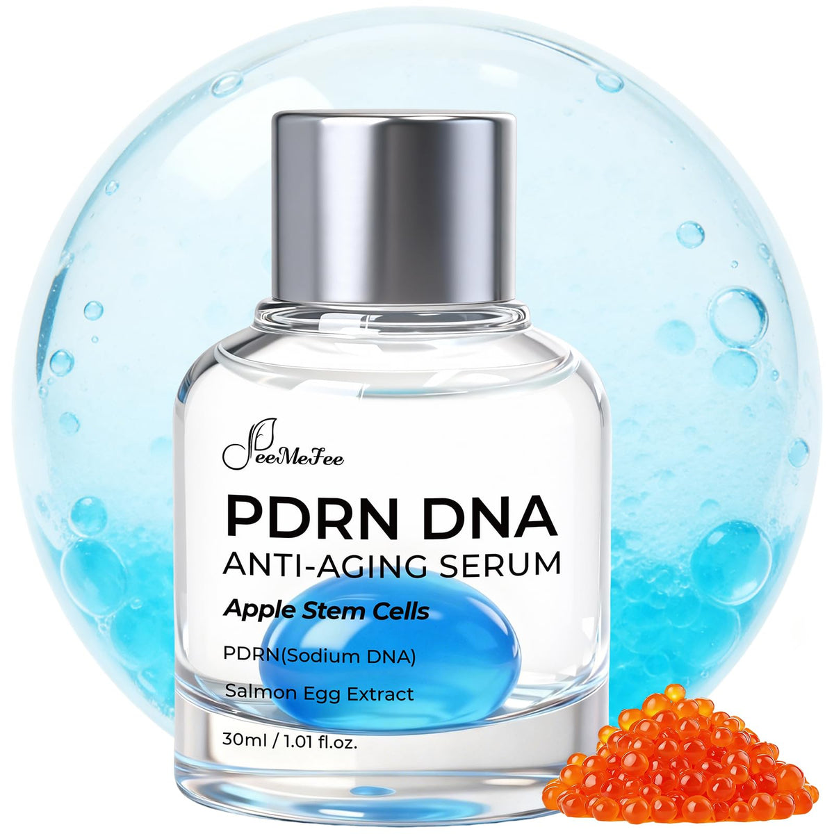 Sérum Antiedad de ADN PDRN de Salmón, 8000 ppm, con Células Madre de Manzana, Colágeno, 9 Péptidos y Ácido Hialurónico, Cuidado Facial Coreano, 30 ml