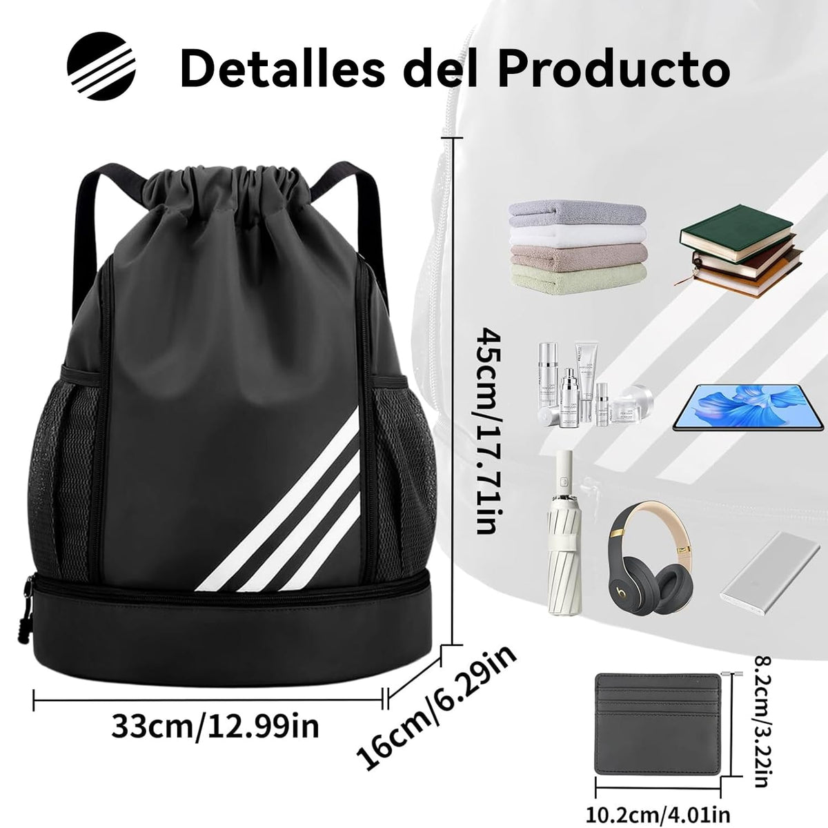 Mochila Deportiva Con Cordón,Bolsas De Cuerdas,Compartimento Separado Para Zapatos,Mochila De Baloncesto Con Compartimento Exterior,Para Natación,Fitness,Yoga,Entrenamiento Deportivo