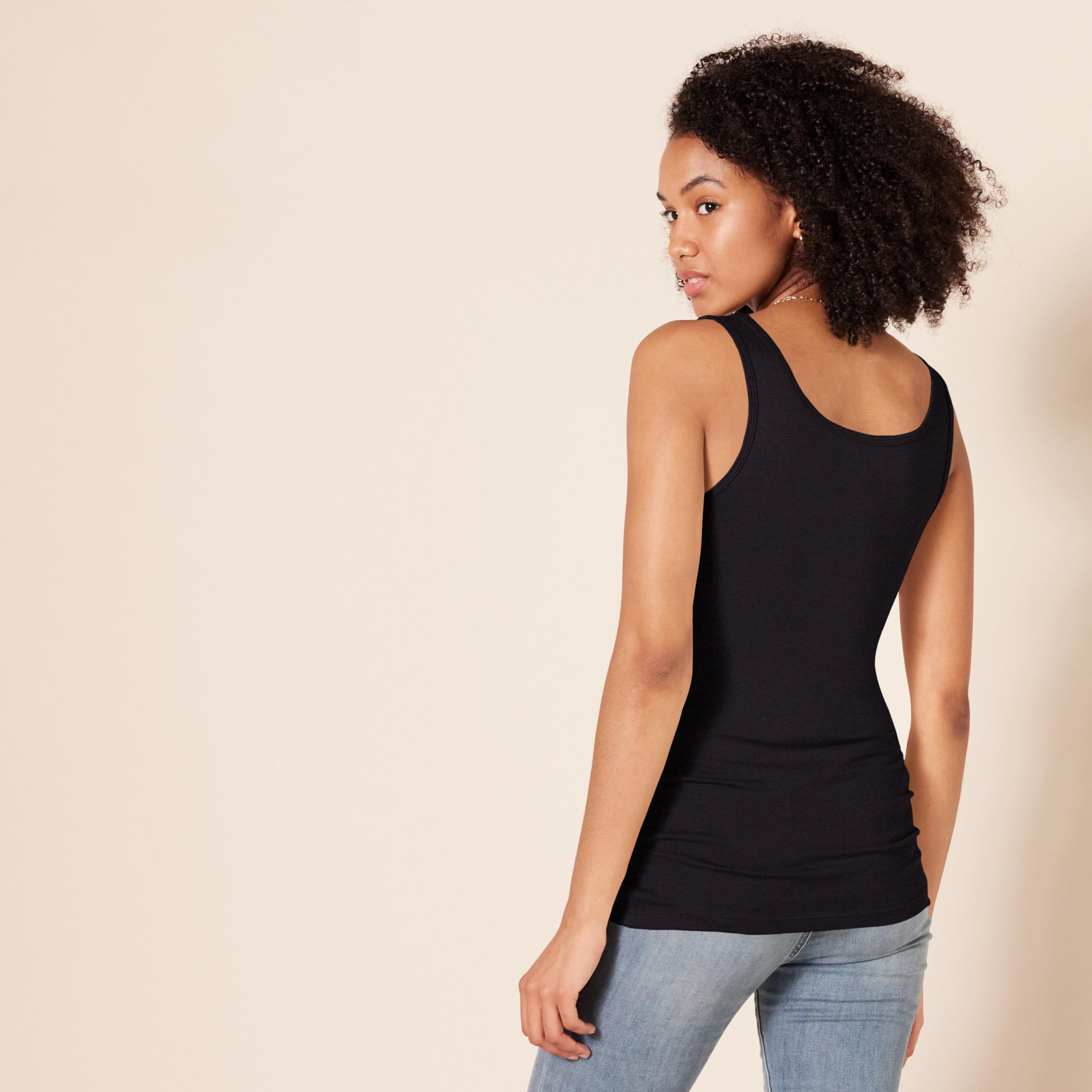 Amazon Essentials - Camiseta sin mangas ajustada para mujer, paquete de 2, color negro, talla G