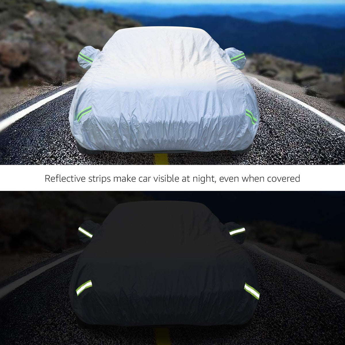 Amazon Basics Funda de Coche Plateada Resistente Intemperie Oxford 150D para Sedanes hasta 508 cm DS-CC10