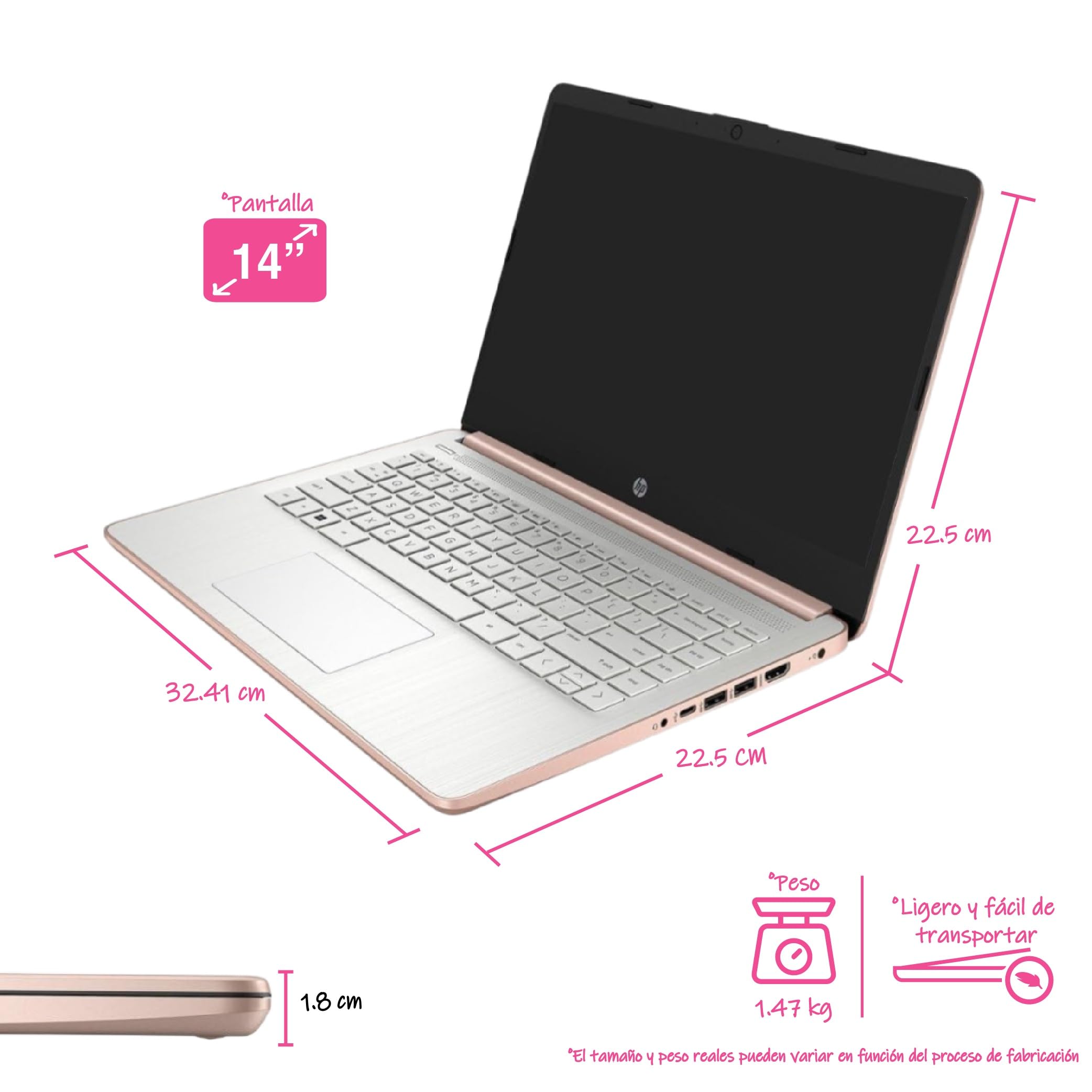 HP Laptop 14" Celeron 4GB 128GB 14" Dorado 14-dq6015dx