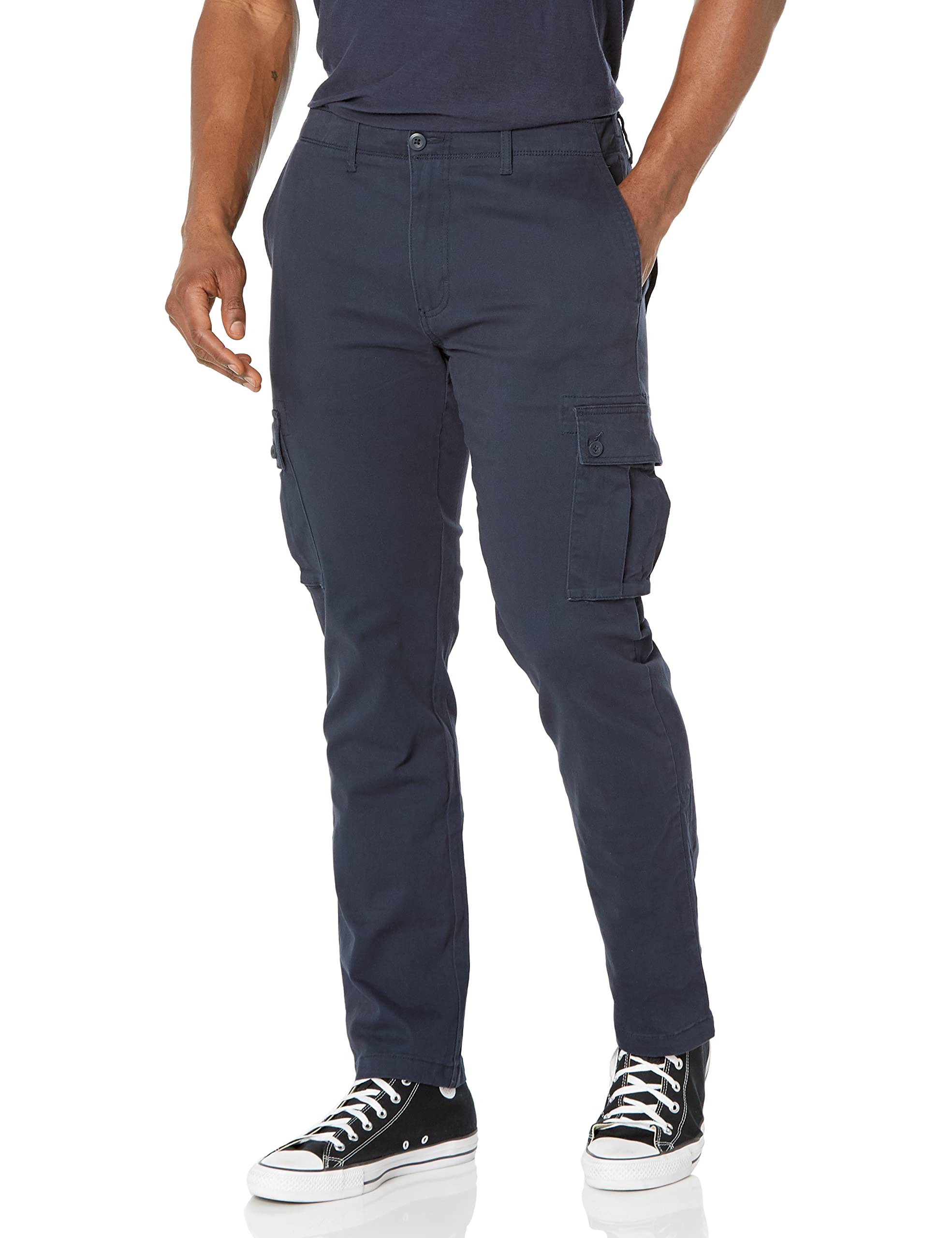 Amazon Essentials - Pantalón cargo elástico para hombre, corte ajustado, color azul marino, 32 de ancho x 32 de largo