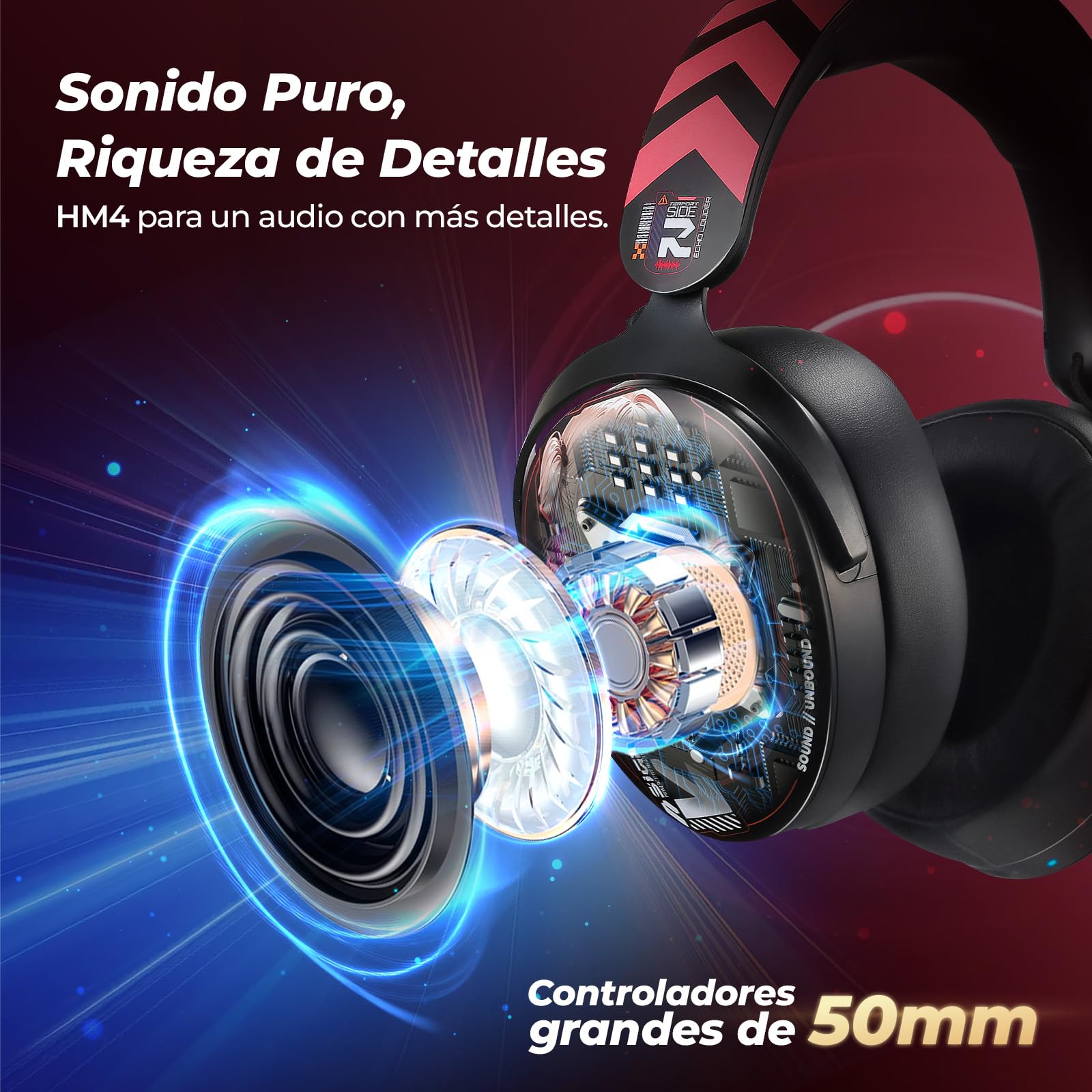 TERPORT Haruka HM4 Audífonos Gamer Inalámbricos con Cancelación de Ruido