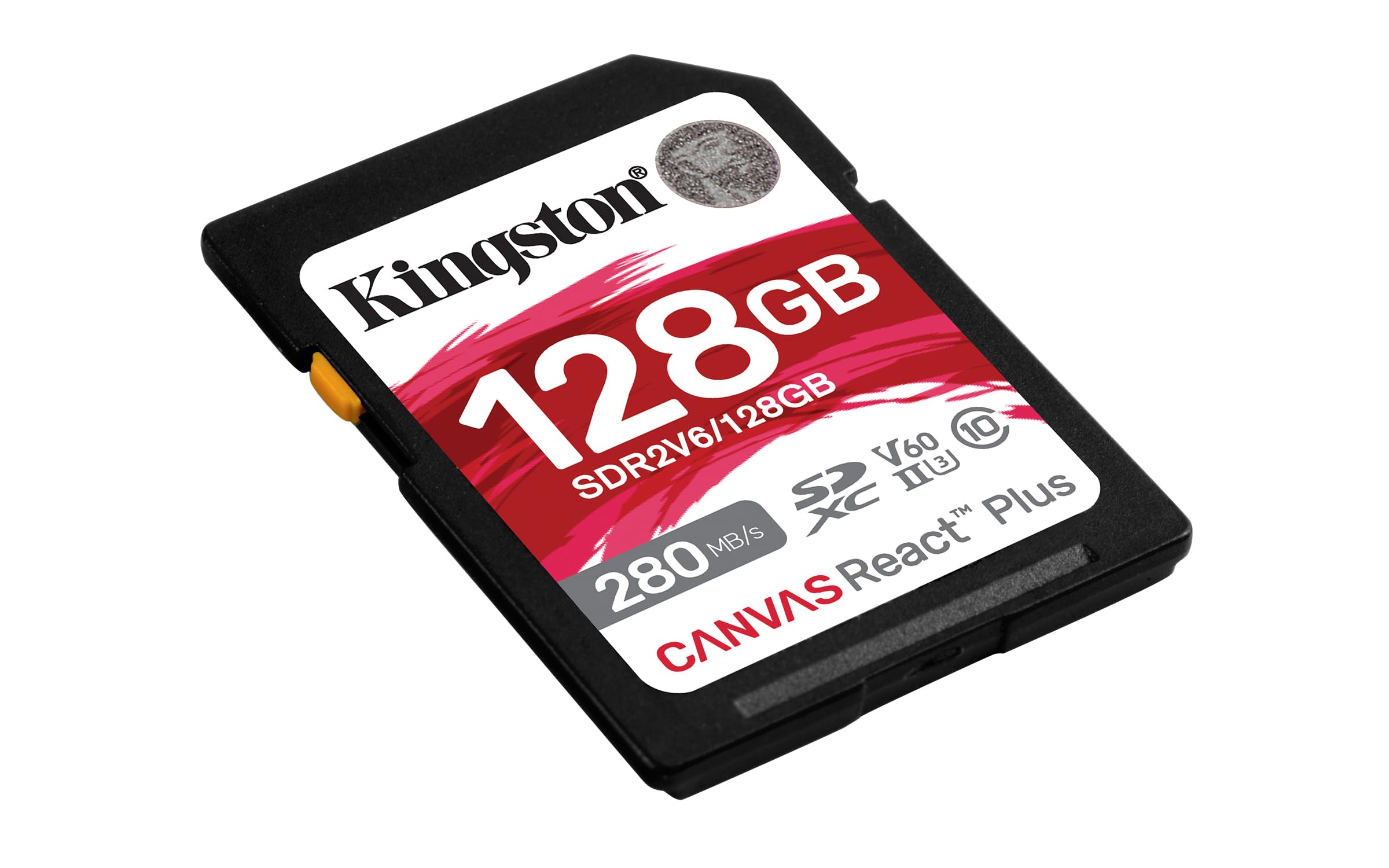 Kingston Tarjeta De Memoria SD, Canvas React Plus V60, Capacidad: 128GB, 4K, Clase 10, UHS-II, U3, V60, Lectura: 280MB/s y Escritura: 100MB/s, SKU: SDR2V6/128GB