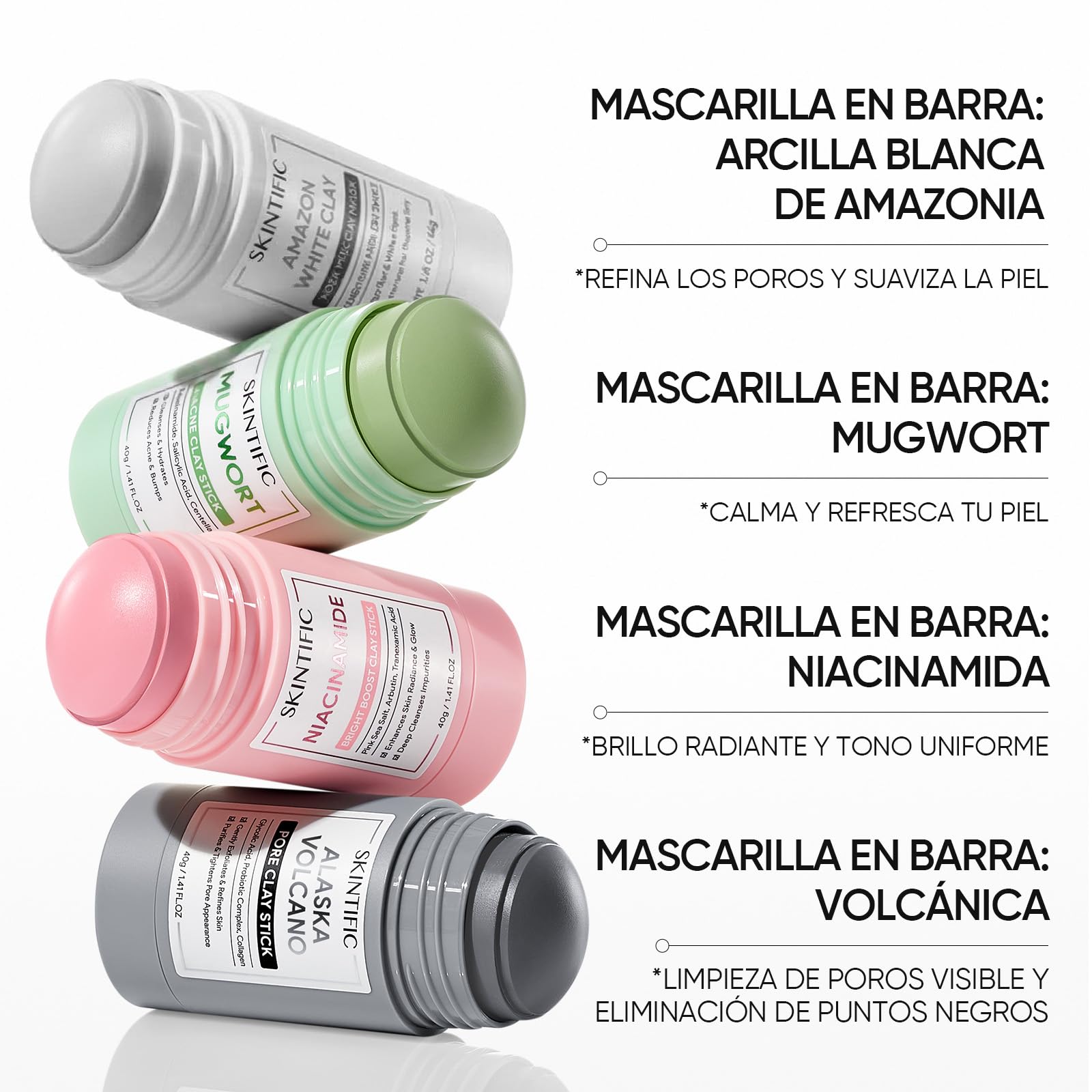 Skintific Mascarilla Facial en Barra de Mugwort para Limpieza Profunda, Stick de Arcilla Purificante con Mugwort para Puntos Negros, Skin Care Coreano para Control de Grasa y Piel Sensible, 40G