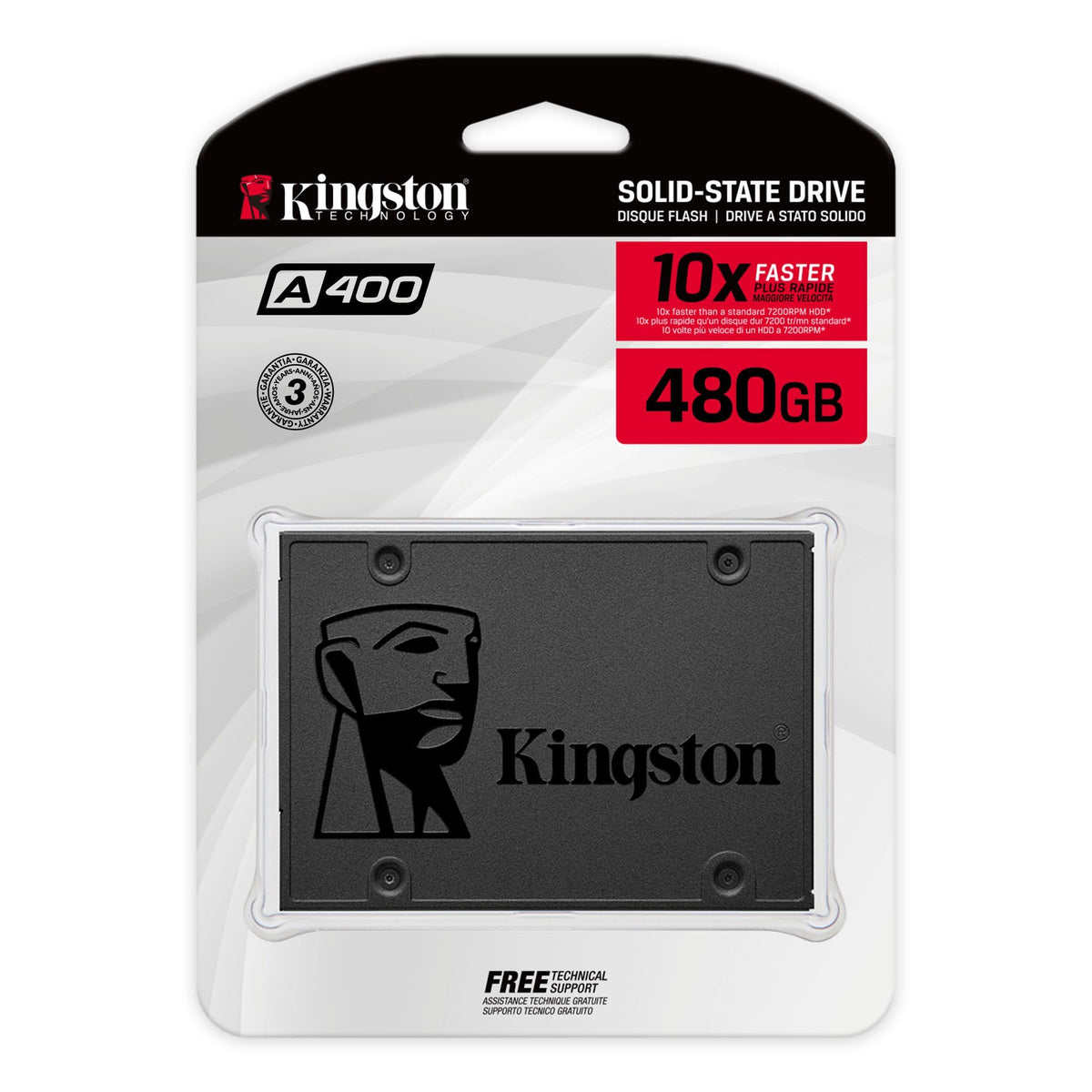 Kingston SSD A400, Capacidad: 480GB, Factor de Forma: SATA 2.5, Interfaz: SATA Rev. 3.0 (6Gb/s), Lectura: 500MB/s y Escritura: 450MB/s, Numero de Parte: SA400S37/480G