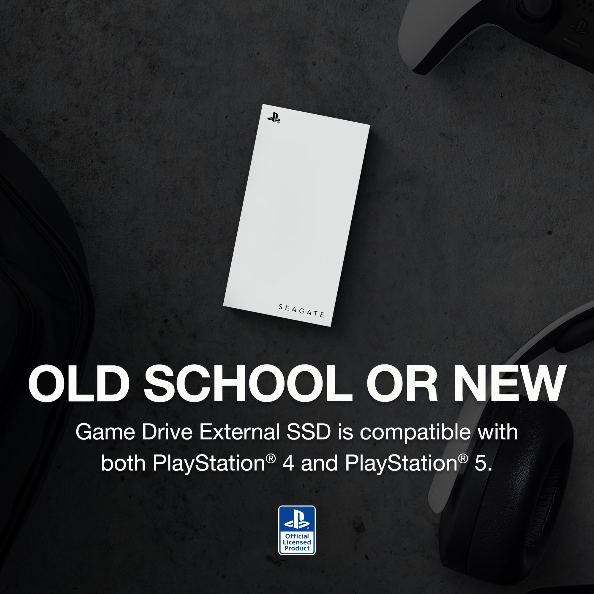 Seagate Game Drive para PS5 SSD Externo de 1 TB Unidad de Estado sólido - USB 3.2 con Licencia Oficial Blanca con iluminación LED Azul (STMH1000100)