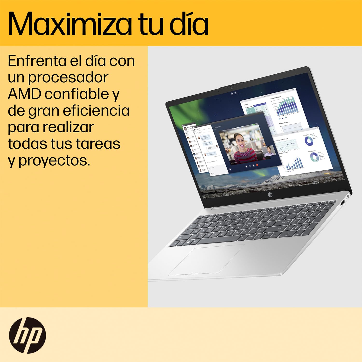 HP Laptop 15-fc0079la, AMD Ryzen 5, 8 GB, 512 GB SSD, 15.6, HD, Windows 11 Home, Teclado en Español, Garantía México, Plateado | Microsoft 365 Personal 12 Meses + Curso Multilenguajes