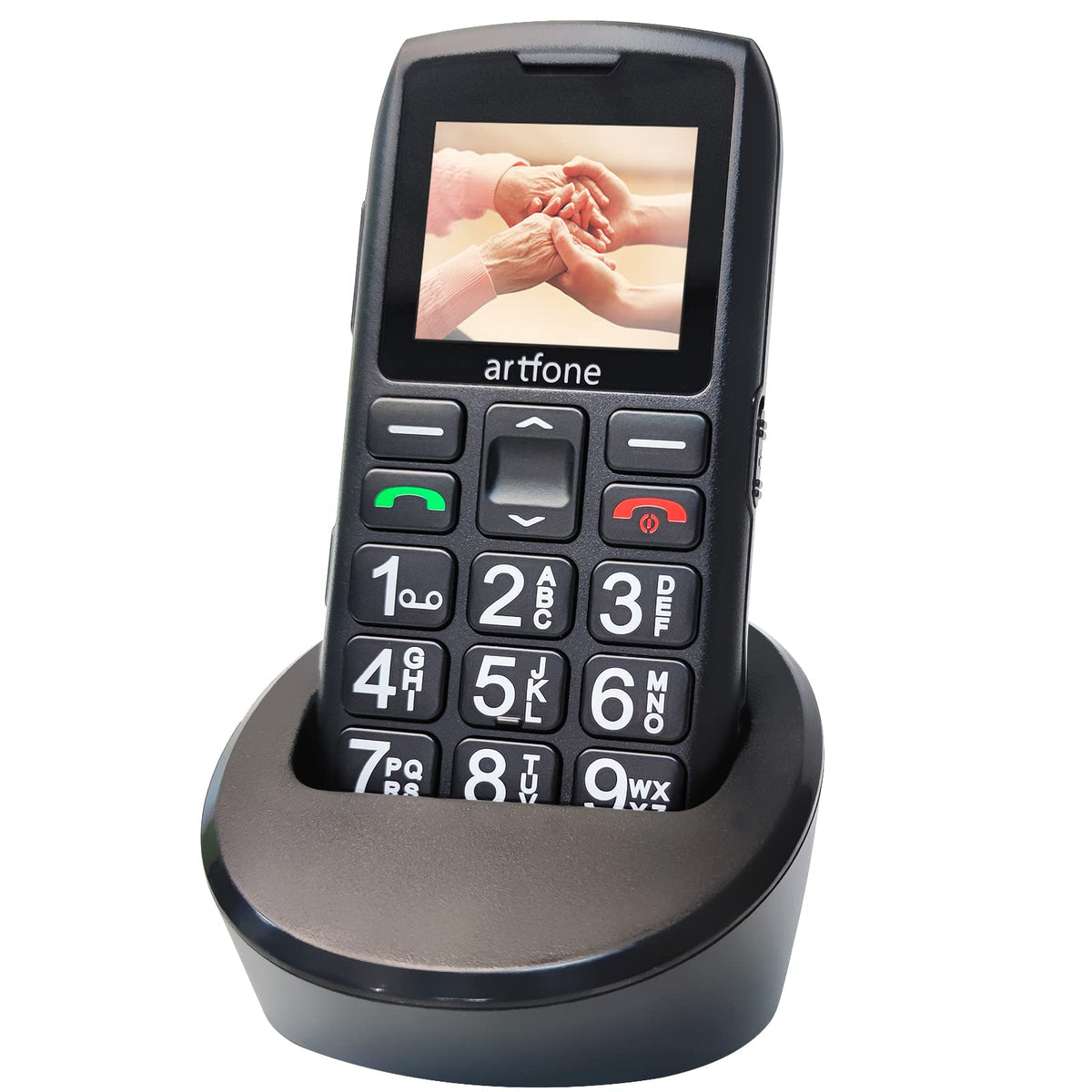 artfone 4G Teléfono Móvil para Personas Mayores con Botón Grande, Teléfono Basico para Ancianos 4g/LTE, con Función SOS, Volumen Alto, 1800 mAh con Base de Carga, Un Solo SIM, Linterna (Negro)