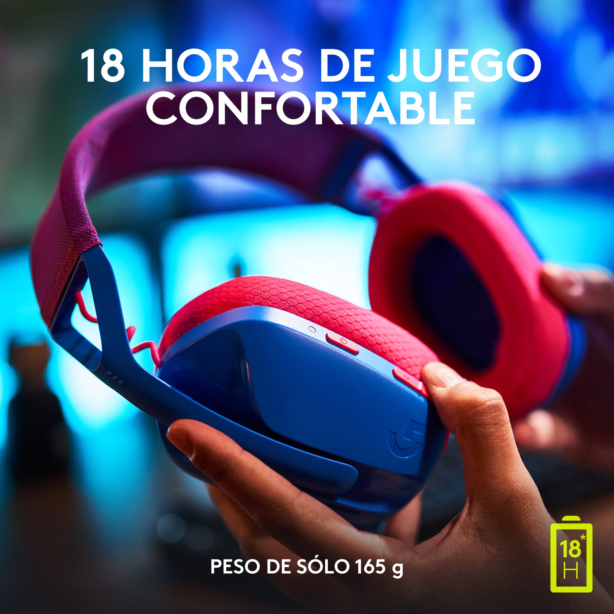 Logitech G435 Lightspeed Audífonos Inalámbricos Gaming Bluetooth - Ligeros, on-Ear, micrófonos Integrados, batería de 18 Horas, compatibles con Dolby Atmos, PC, PS4, PS5, Celular - Azul