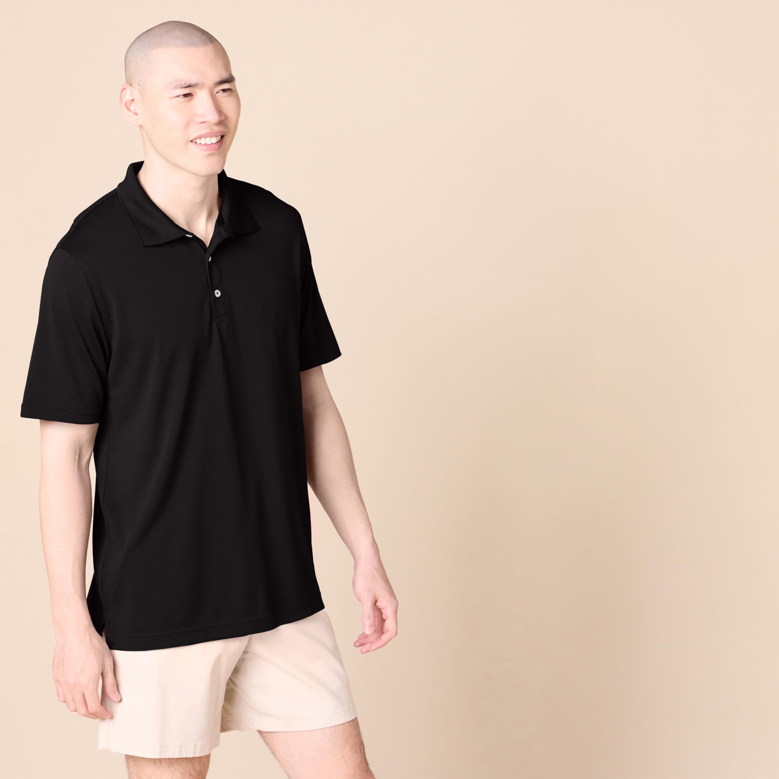 Amazon Essentials - Polo de golf de secado rápido para hombre (disponible en tallas grandes y altas), color negro, talla G