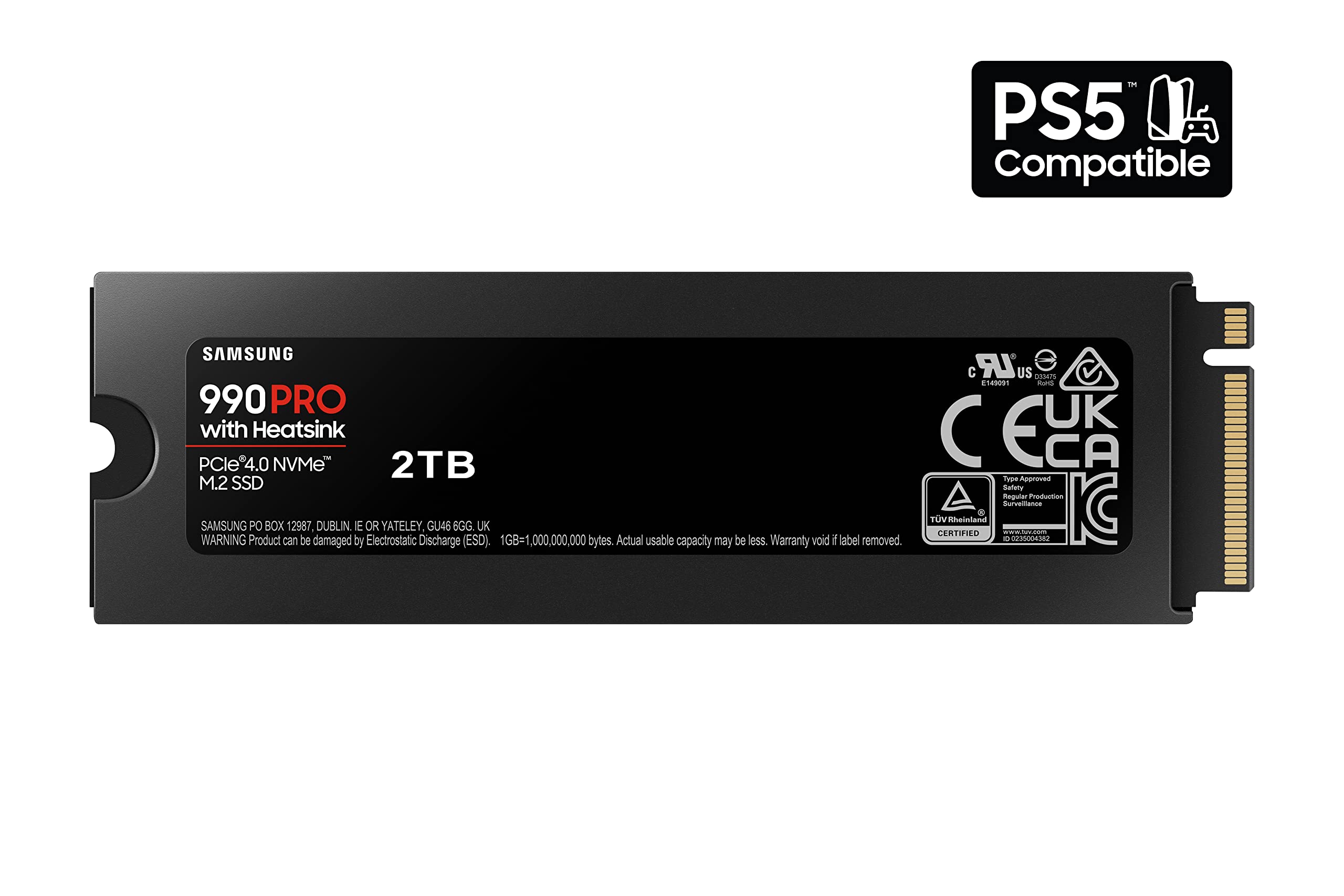 SAMSUNG 990 PRO con disipador de calor SSD de 2 TB, PCIe Gen4 M.2 2280 Disco duro interno de estado sólido, Seq. Velocidades de lectura de hasta 7,450 MB/s para computación de alta gama, estaciones de