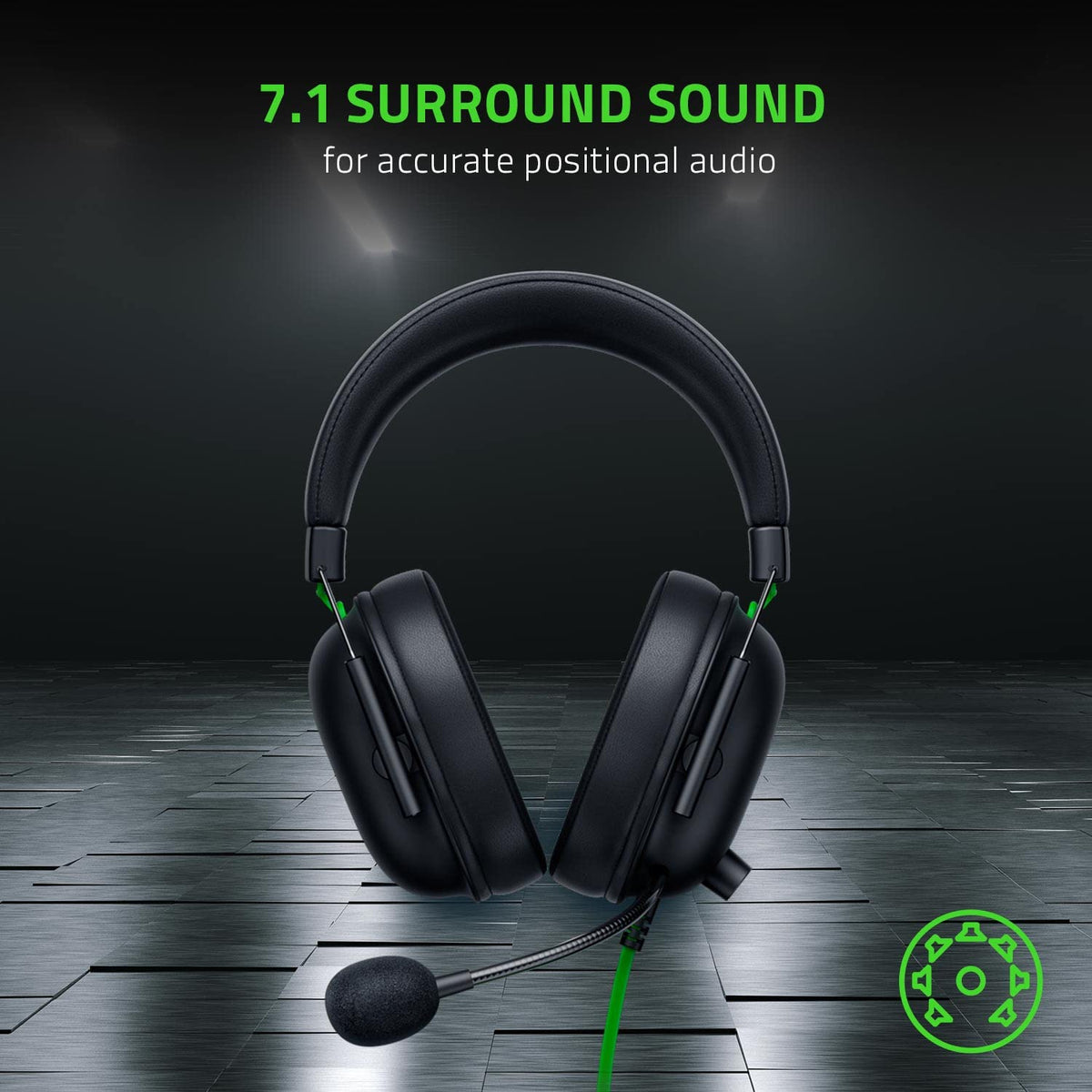 Razer BlackShark V2 X Auriculares para juegos con cable USB Esports: sonido envolvente 7.1,micrófono con cancelación de ruido, color negro (Reacondicionado)