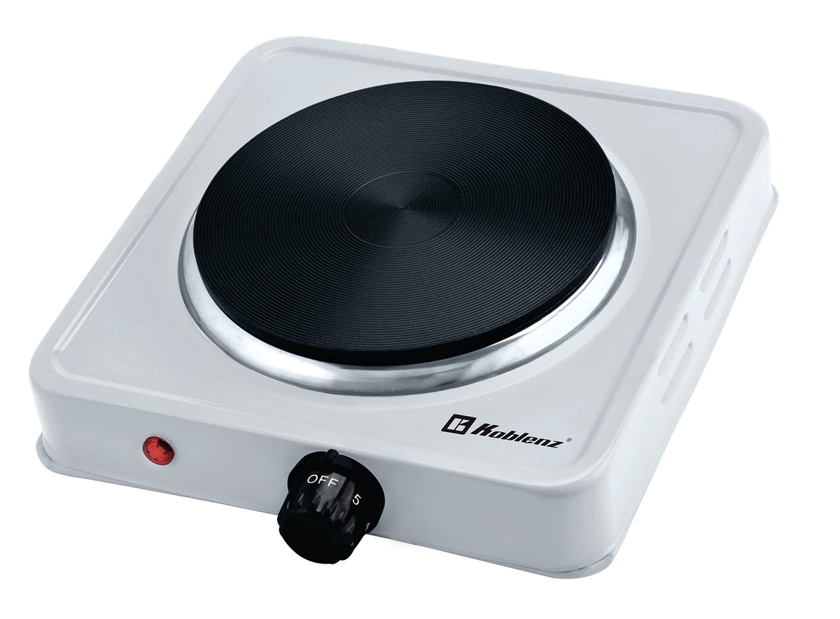 Parrilla eléctrica Koblenz de 1 Quemador de Disco de Hierro para una Mayor Distribución de Calor, Termostato de Seguridad, 5 Niveles de Calentamiento, Indicador Luminoso (PEKM-1000 HG)