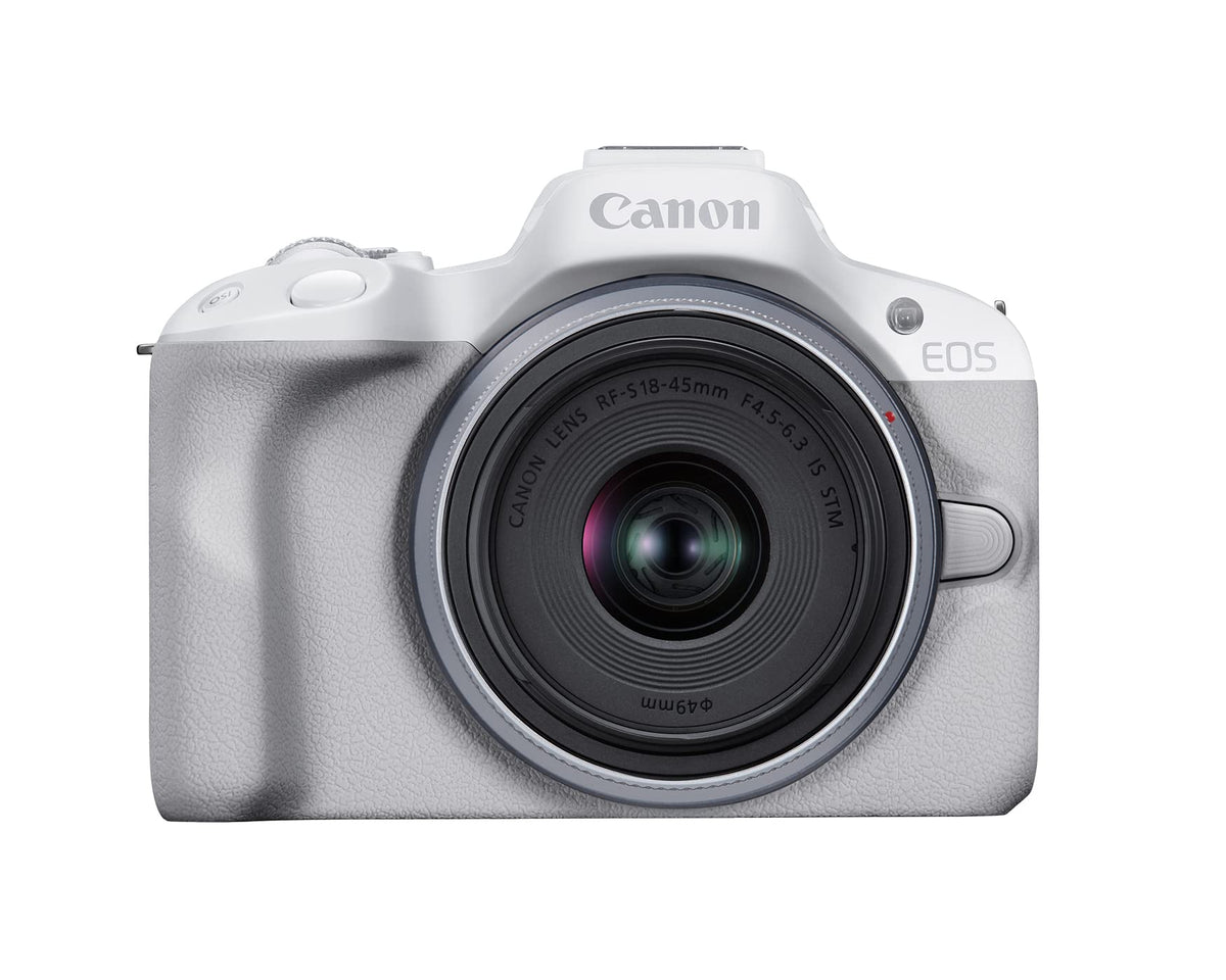 Canon Cámara EOS R50 Blanco con Lente RF-S 18-45mm F4.5-6.3 IS STM