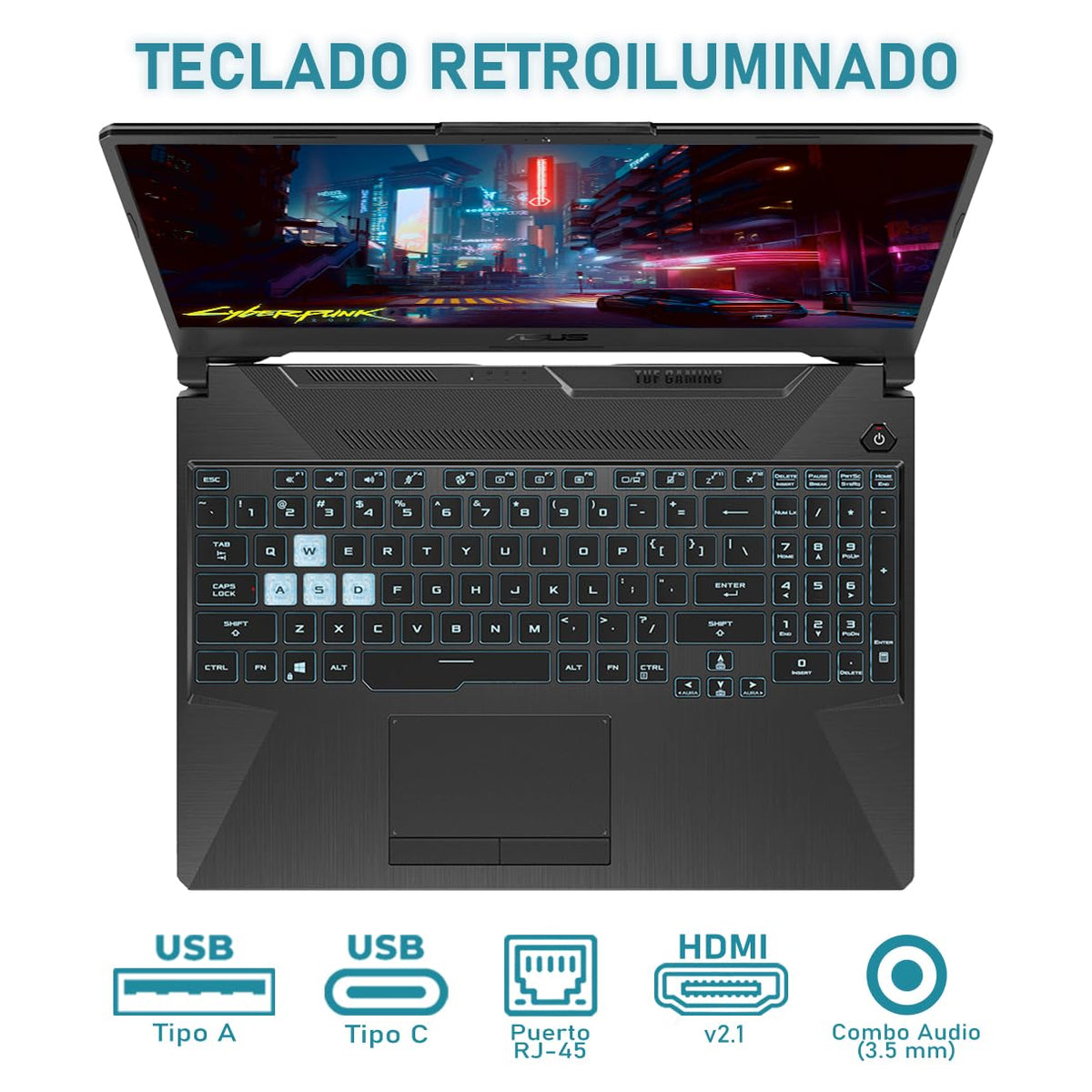 ASUS Laptop Gamer TUF Gaming A15 NVIDIA GeForce RTX 3050 AMD Ryzen 7 7435HS 16GB RAM 1TB SSD 15.6" Windows 11 Home Teclado en Ingles + Mouse DXT