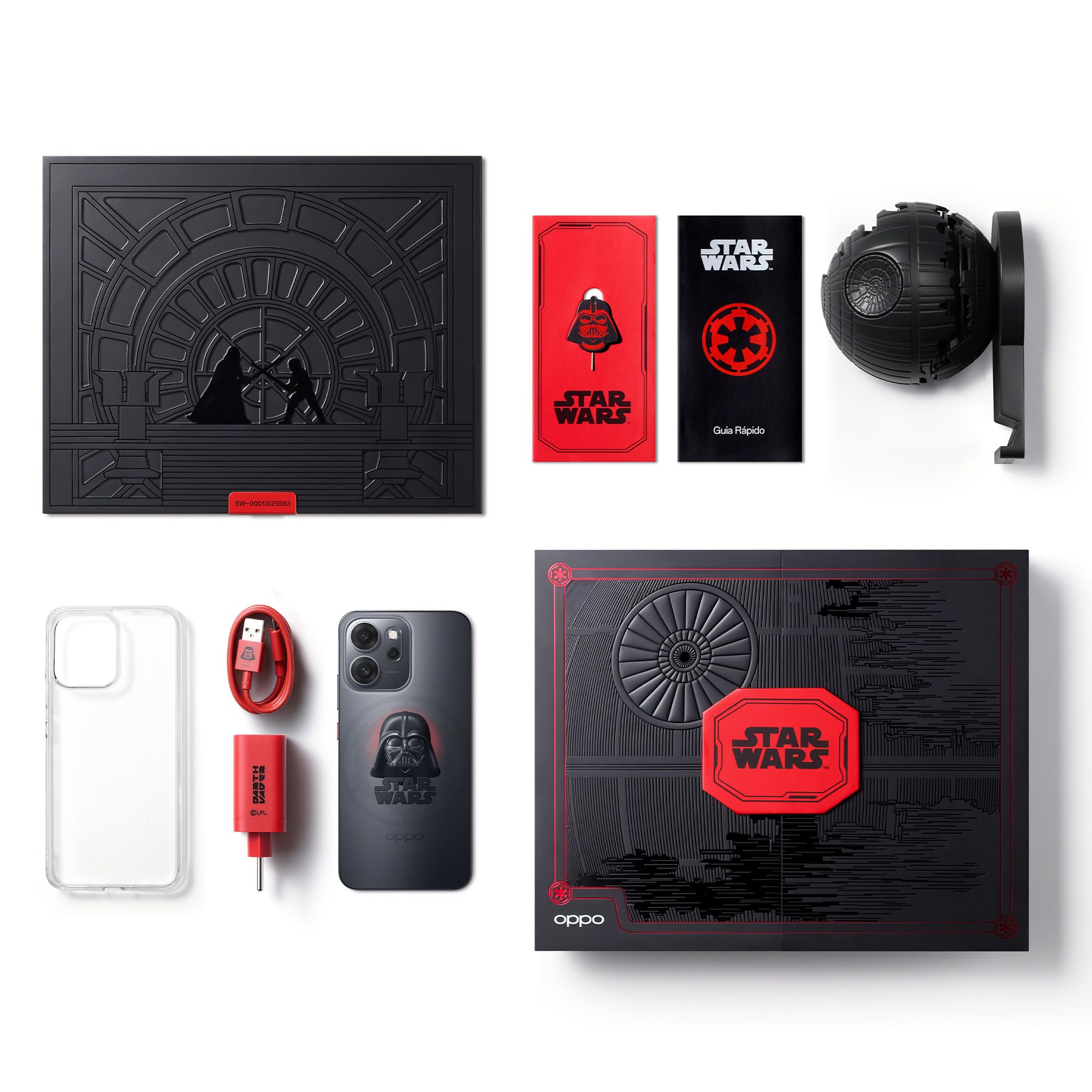 OPPO Reno14 F Edición Limitada Star Wars Lado Oscuro Dual SIM 256GB+12GB, Pantalla AMOLED 6.5" 1.5K 120Hz, Cámara 50MP, Editor IA, Video 4K, Resistente al Agua (IP69), Carga Rápida 45W