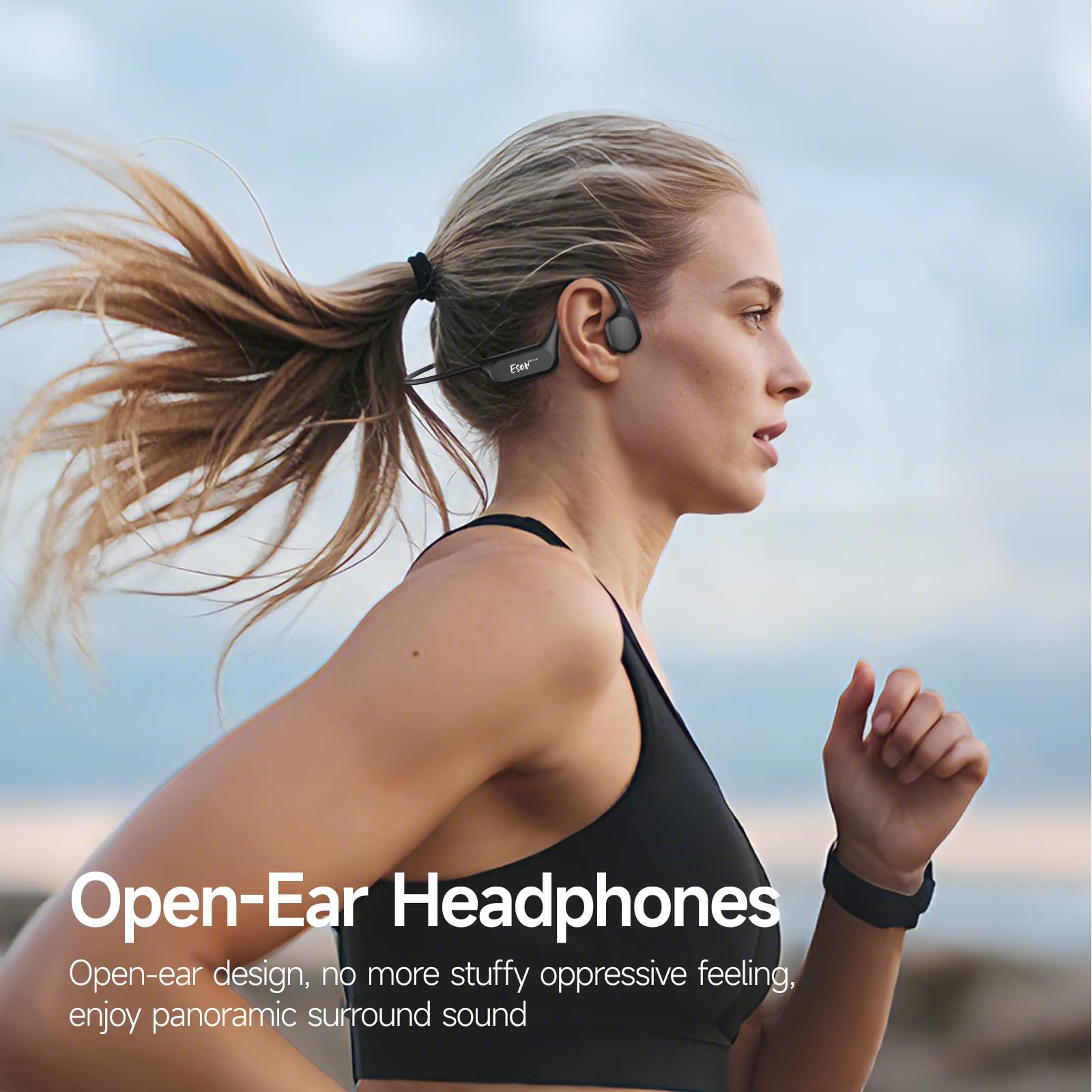 esonstyle Audífonos Conducción Ósea Natación - IP68 Agua Audífonos para Nadar Bluetooth 6.0,Oído Abierto con Reproductor MP3 de 8GB Auriculares para Natación Carreras y Ciclismo