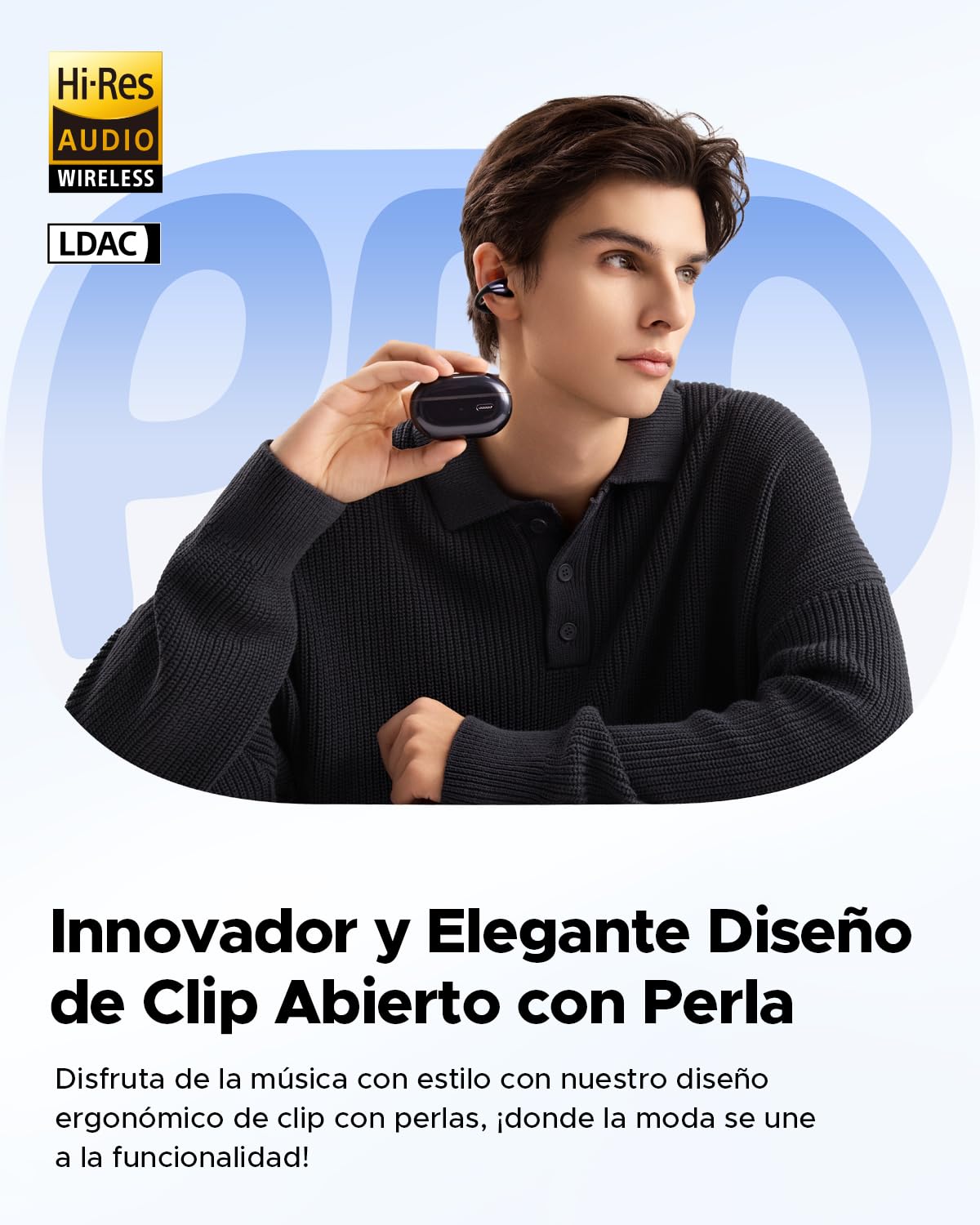 SoundPEATS Cove Pro + PearlClip Pro Audífonos Inalámbricos Over-Ear y Open-Ear Hi-Res, ANC Adaptativa, Bluetooth 6.0, Audio Premium