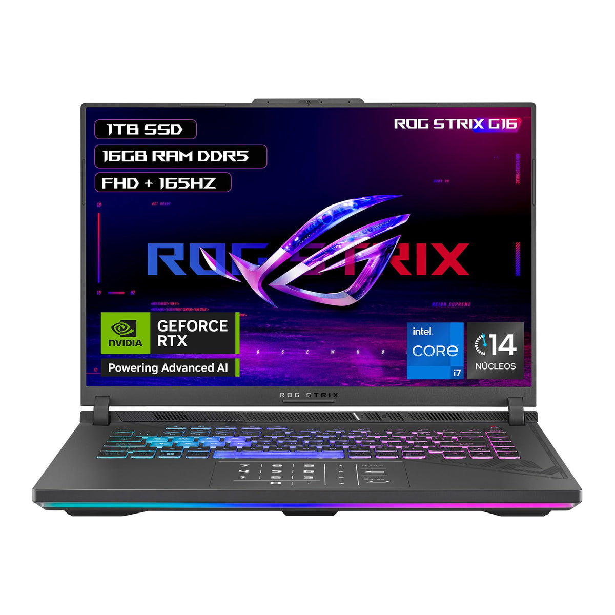 ASUS Laptop ROG Strix G16, Intel Core i7 13va/NVIDIA GeForce RTX4060/16GB RAM Expandible hasta 32GB/1TB SSD/Teclado Retroiluminado RGB 4 Zonas en Español(Garantía y Servicio en México)