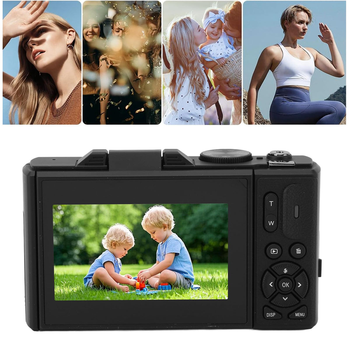GOWENIC Cámara Digital de 5k, Cámara sin Espejo de Autococus de Zoom Digital de 75MP HD 18X, Equipada con Pantalla de 3 Pulgadas, Función de Detección de Sonrisa, Ideal para Fotografía