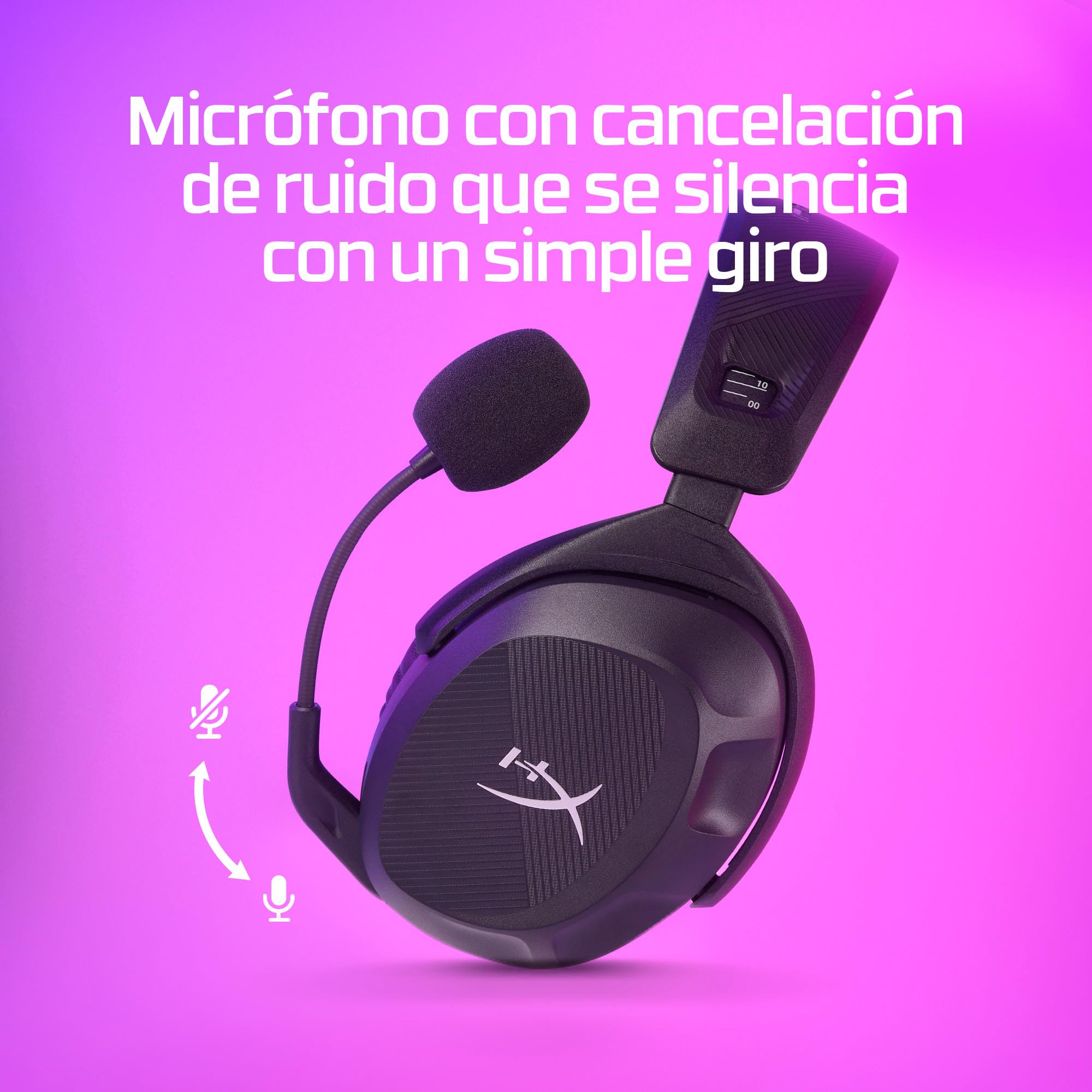 HyperX Cloud Stinger 2 - Auriculares inalámbricos para Juegos – Compatibles con PC. Micrófono con cancelación de Ruido, cómoda Espuma viscoelástica, hasta 20 Horas de duración de la batería