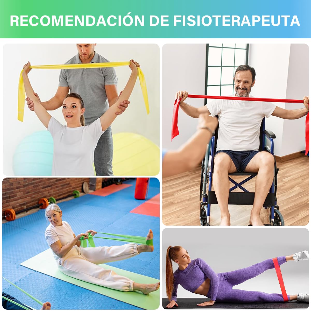 EASYTAO Bandas de Resistencia Multifuncionales – Pack de 5 Ligas Elásticas de Material TPE para Prevenir Alergias, Ideal para Ejercicios en Casa, Gimnasio, Pilates y Crossfit