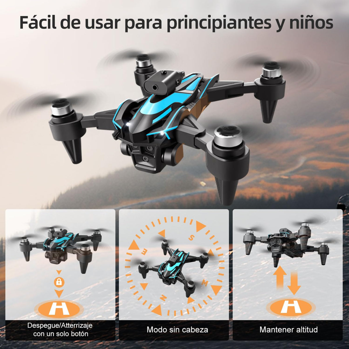 JCMO Mini Drones con cámara 8K,Dron con motor sin escobillas con 3 baterías, Mini Dron Juguetes Regalo para Principiantes Adolescentes.