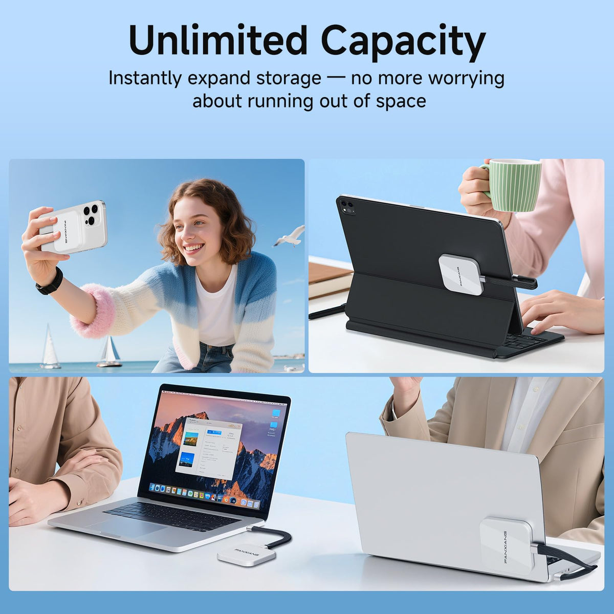 fanxiang SSD Externo Magnético 500GB, 2000MB/s, SSD Portátil USB 3.2 Gen 2x2, Unidad Ultrafina, Grabación y Almacenamiento 4K ProRes para iPhone 15/16/17, Android, PC y Mac, PS2005