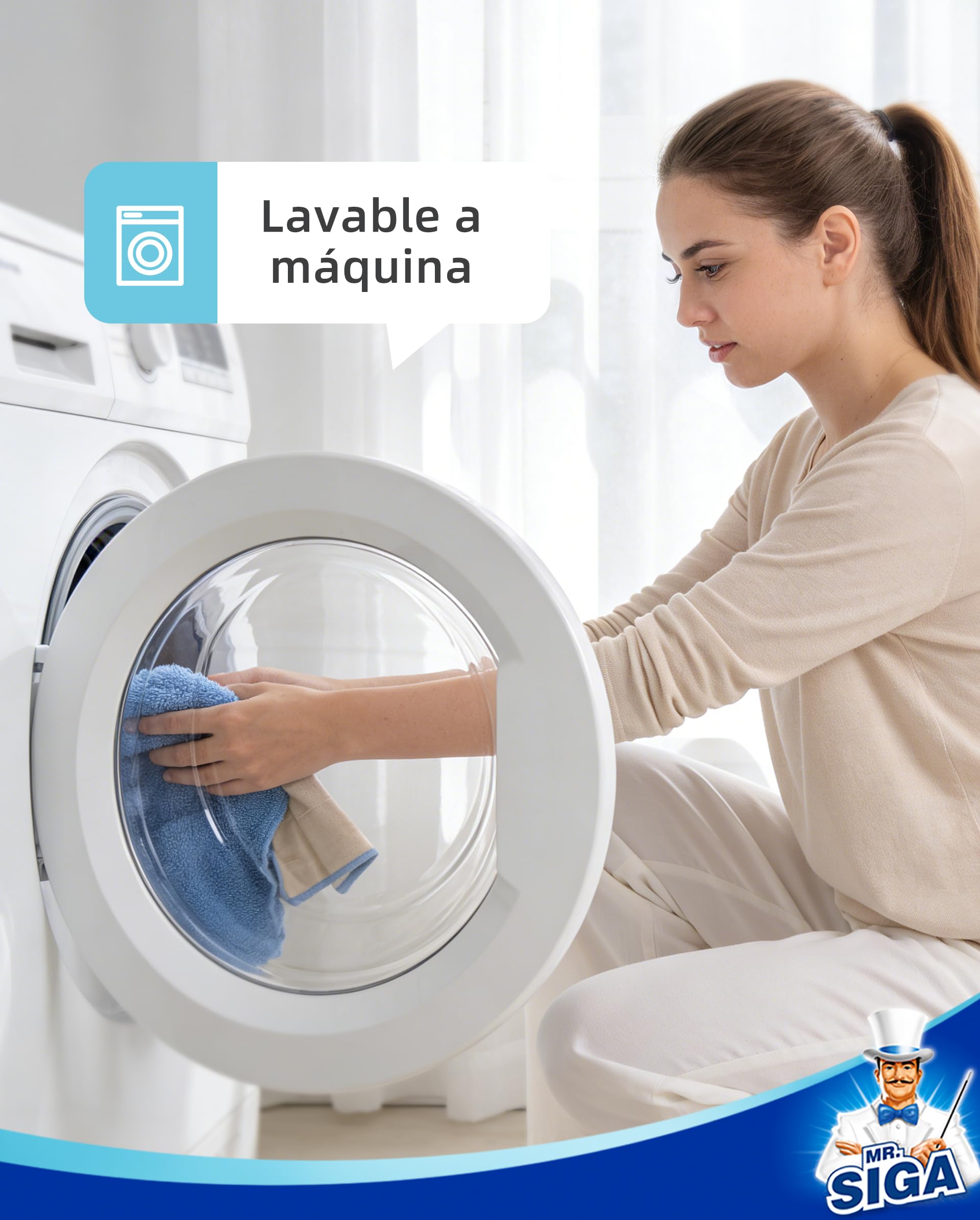 MR.SIGA Fregona Microfibra Profesional para Suelos Madera y Laminados