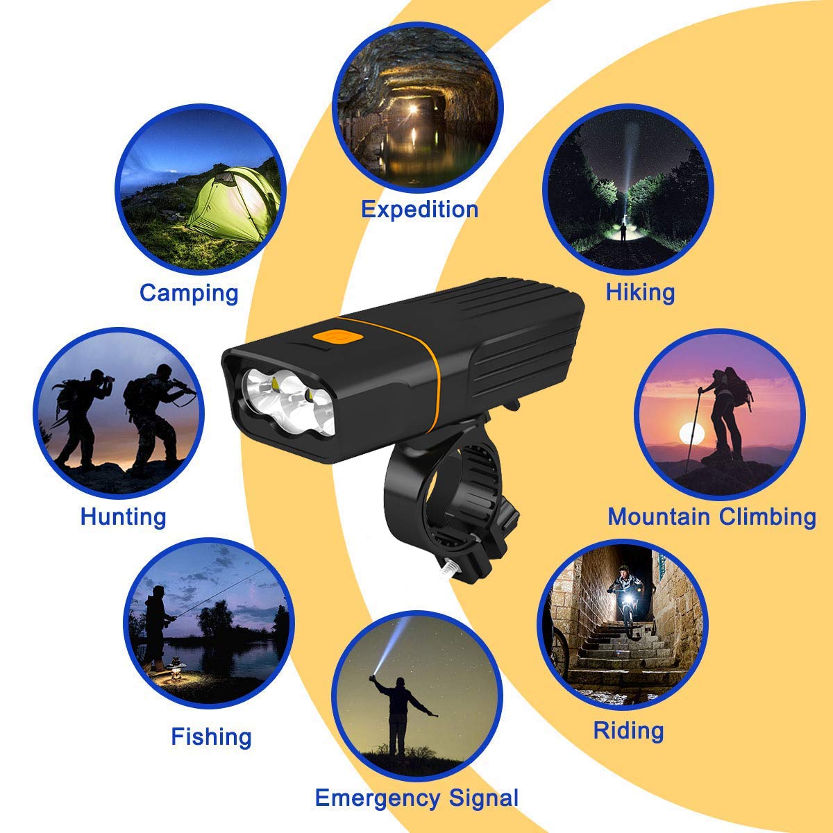 OIOSEN Luces para Bicicleta 1000 LM con Luz Trasera Recargable, Linterna de Seguridad a Prueba de Agua para Ciclismo y Camping Senderismo etc