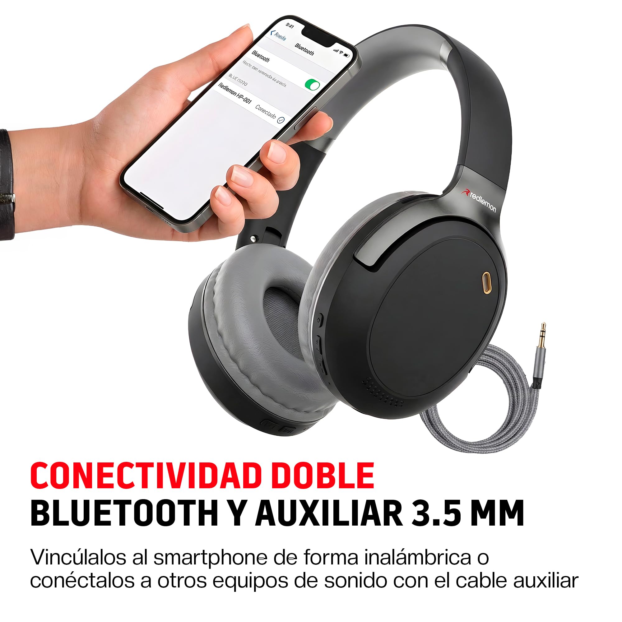 Redlemon Audífonos Bluetooth Inalámbricos de Diadema Sonido HD Plegables