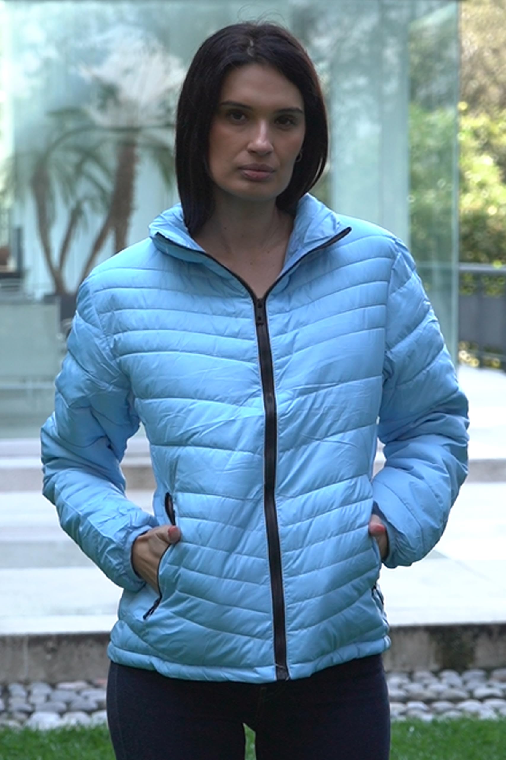 Alfani - Chamarra Casual para Mujer, Rompevientos, Ligera, Calientita y Resistente al Agua-Cielo-XG