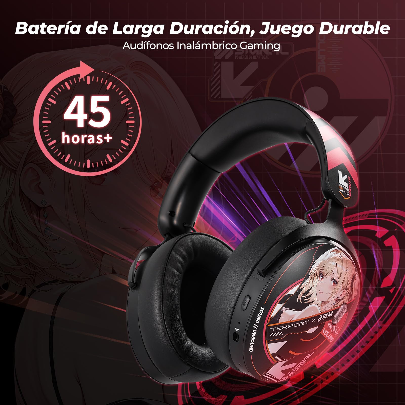TERPORT Haruka HM4 Audífonos Gamer Inalámbricos con Cancelación de Ruido