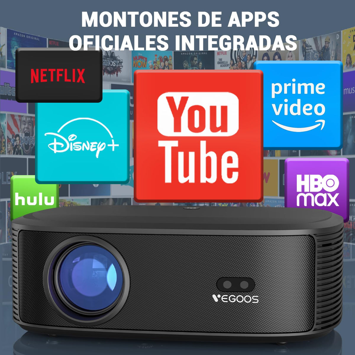 Proyector 4k Inteligente, 1000 ANSI Proyectores Portatil para Celular