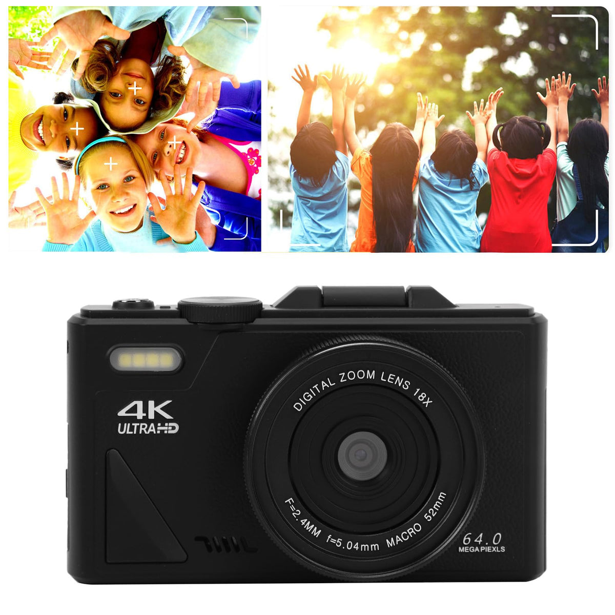 Cámara Digital de 64 MP, Pantalla de 3 Pulgadas, Vídeo 4K, Zoom 18X, Detección de Rostros, Estabilización, Lapso de Tiempo, Cámara Lenta, Recargable, Transmisión en Vivo para