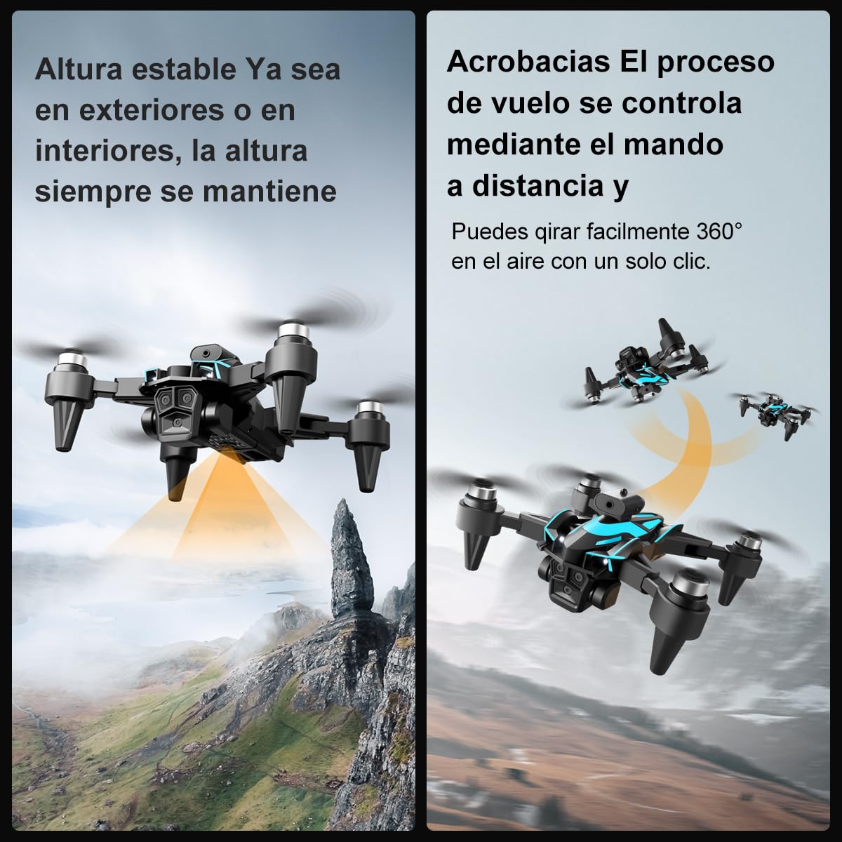 JCMO Mini Drones con cámara 8K,Dron con motor sin escobillas con 3 baterías, Mini Dron Juguetes Regalo para Principiantes Adolescentes.
