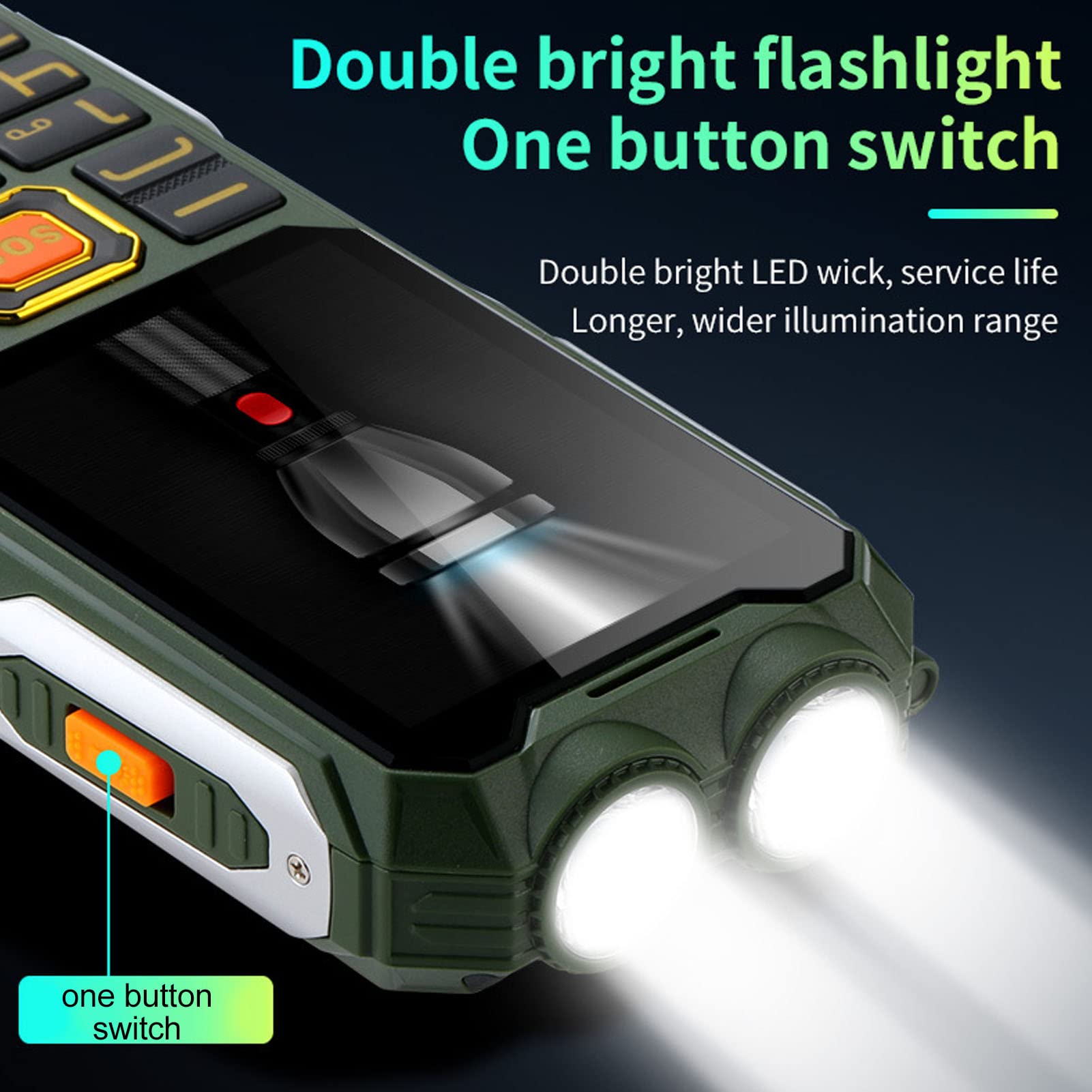 Teléfono celular para personas mayores, 2.6in Botones grandes de alto volumen 16800mAh Teléfono móvil de larga espera para personas mayores, música, radio, linterna 2G Teléfono celular multifuncional