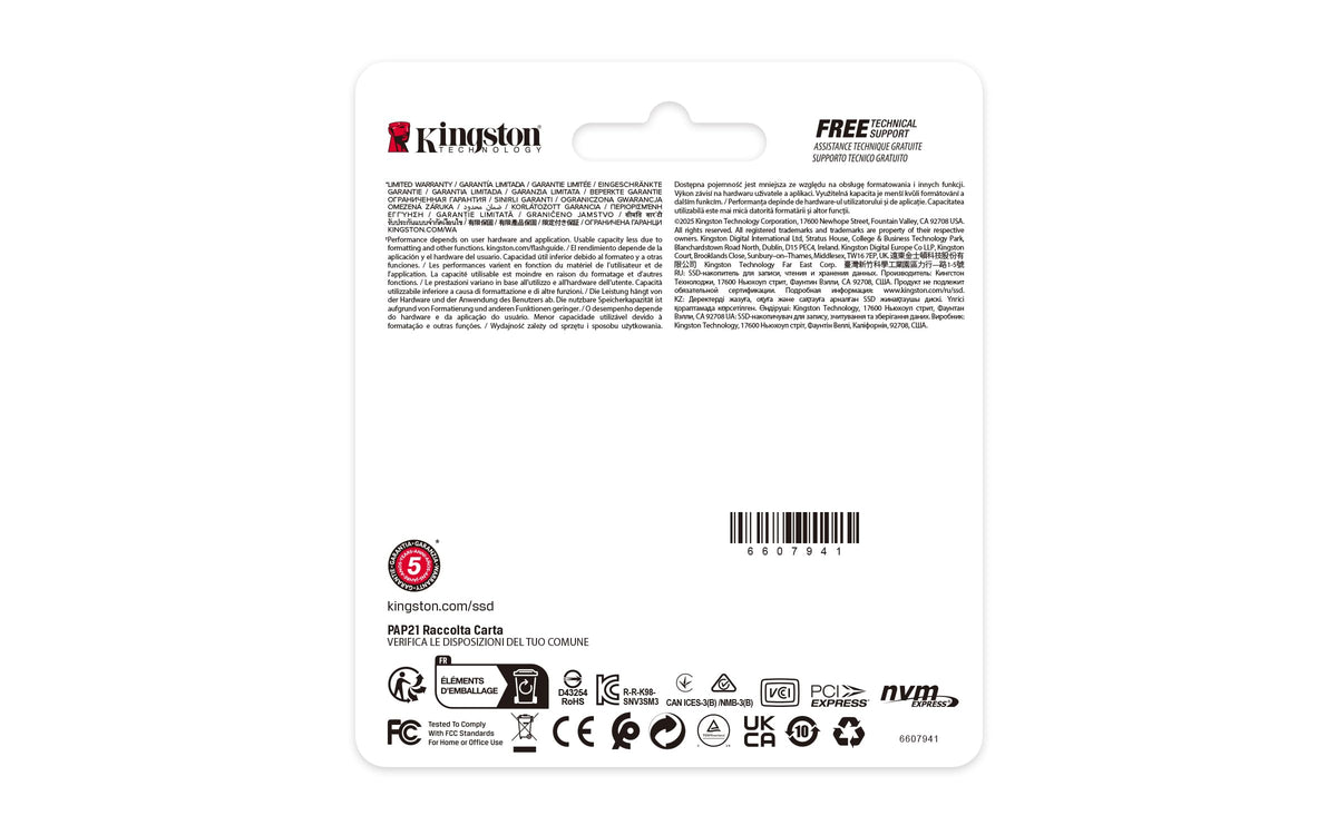 Kingston SSD NV3, Capacidad: 2TB, Factor de Forma: M.2 2230, Interfaz: NVMe PCIe Gen 4.0 x 4 Carriles, Lectura: 6000MB/s y Escritura: 5000MB/s, SKU: SNV3SM3/2T0