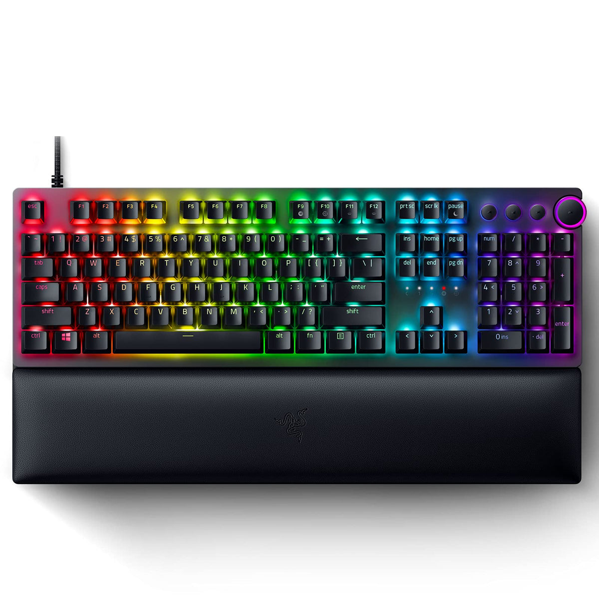 Razer Teclado óptico Huntsman V2 para videojuegos: los interruptores ópticos lineales más rápidos Gen-2 con amortiguadores de sonido y tasa de sondeo de 8000 Hz - Teclas PBT de doble disparo - Teclas y dial multimedia dedicados - Reposamuñecas (Reacondici