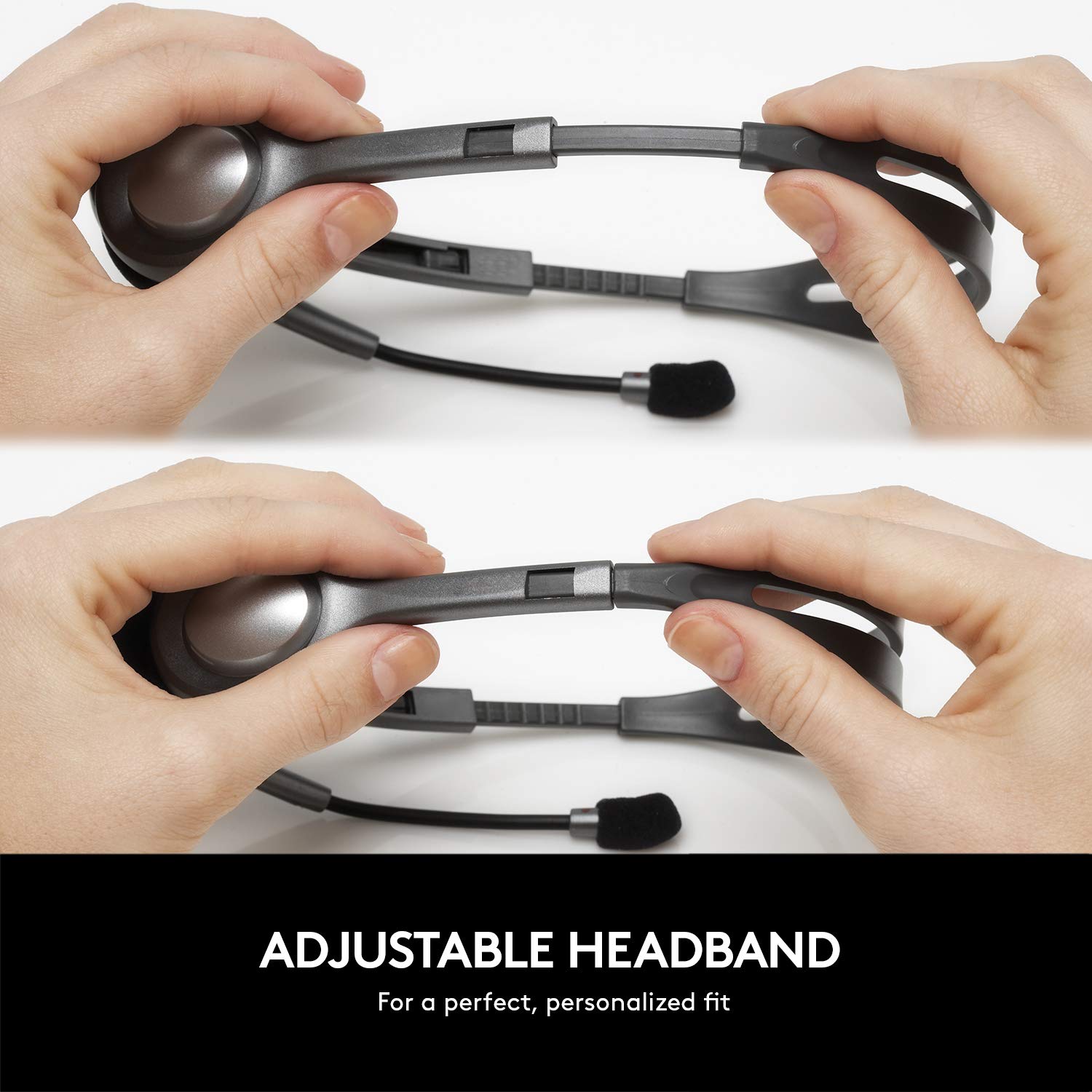 Logitech H111 Diadema con Cable, Sonido Estéreo con Micrófono Giratorio, Jack 3,5mm, PC/Mac/Portátil/Smartphone/Tablet - Negro