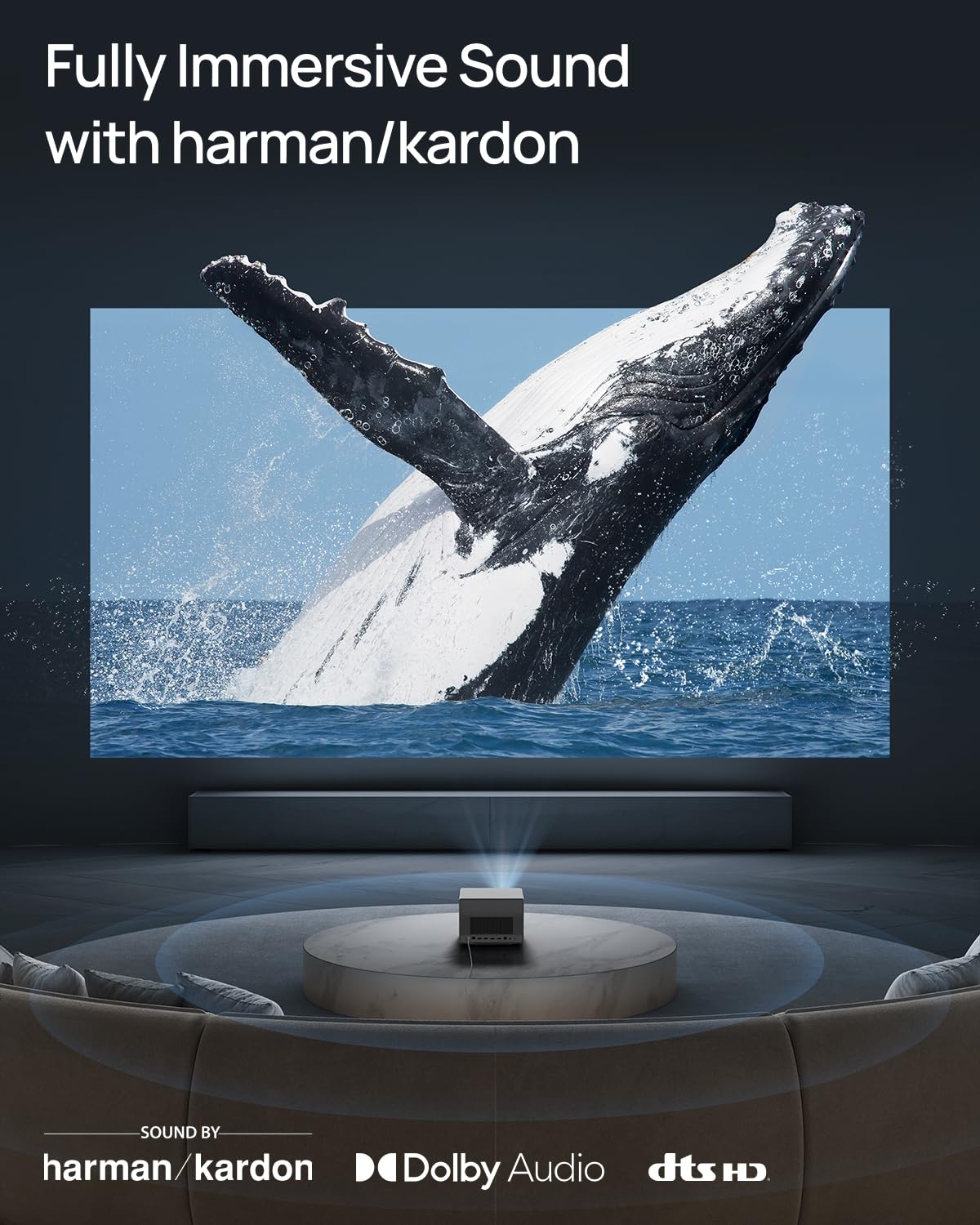 XGIMI HORIZON Proyector Ultra 4K, Dolby Vision, 2300 lúmenes ISO, 2 x 12W altavoces Harman Kardon, proyector de cine en casa con WiFi y Bluetooth, luz dual, 3D activo, 200 pulgadas