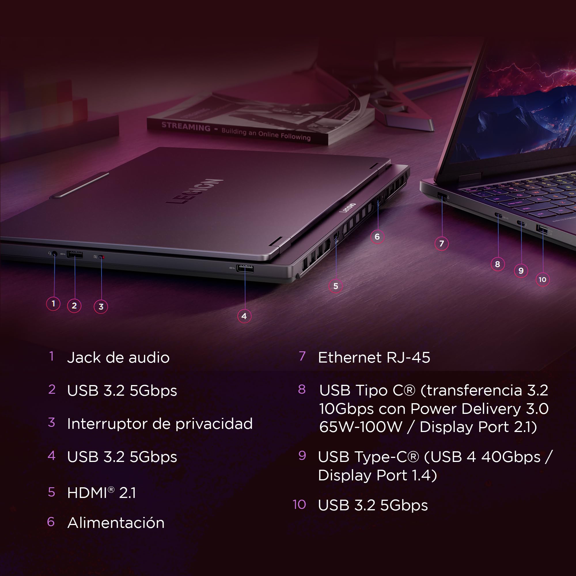 Laptop Lenovo Gamer Legión 5 | 16GB RAM 1TB SSD | AMD Ryzen 7 | 15.3" WUXGA | RTX 5050 8 GB | PC con IA