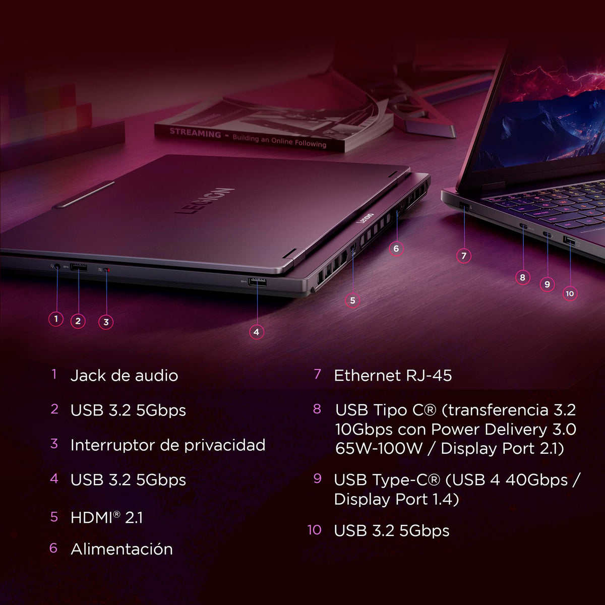 Laptop Lenovo Gamer Legión 5 | 16GB RAM 1TB SSD | AMD Ryzen 7 | 15.3" WUXGA | RTX 5050 8 GB | PC con IA
