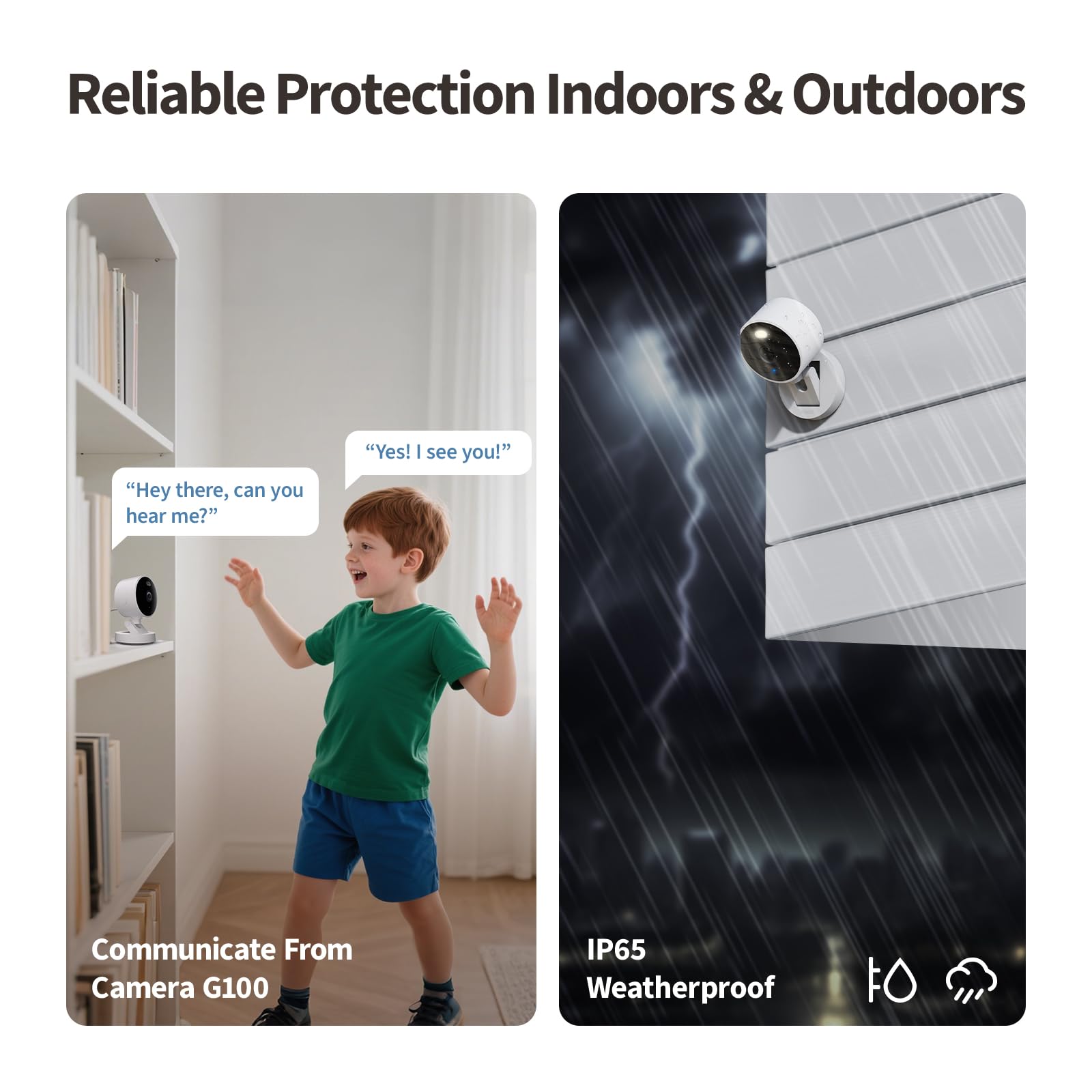 Aqara G100, cámara de seguridad para interiores/exteriores de 2K, HomeKit Secure Video, audio de 2 vías, foco nocturno de color/IR, detección AI, 140° FOV, Wi-Fi 6, compatible con HomeKit, Alexa