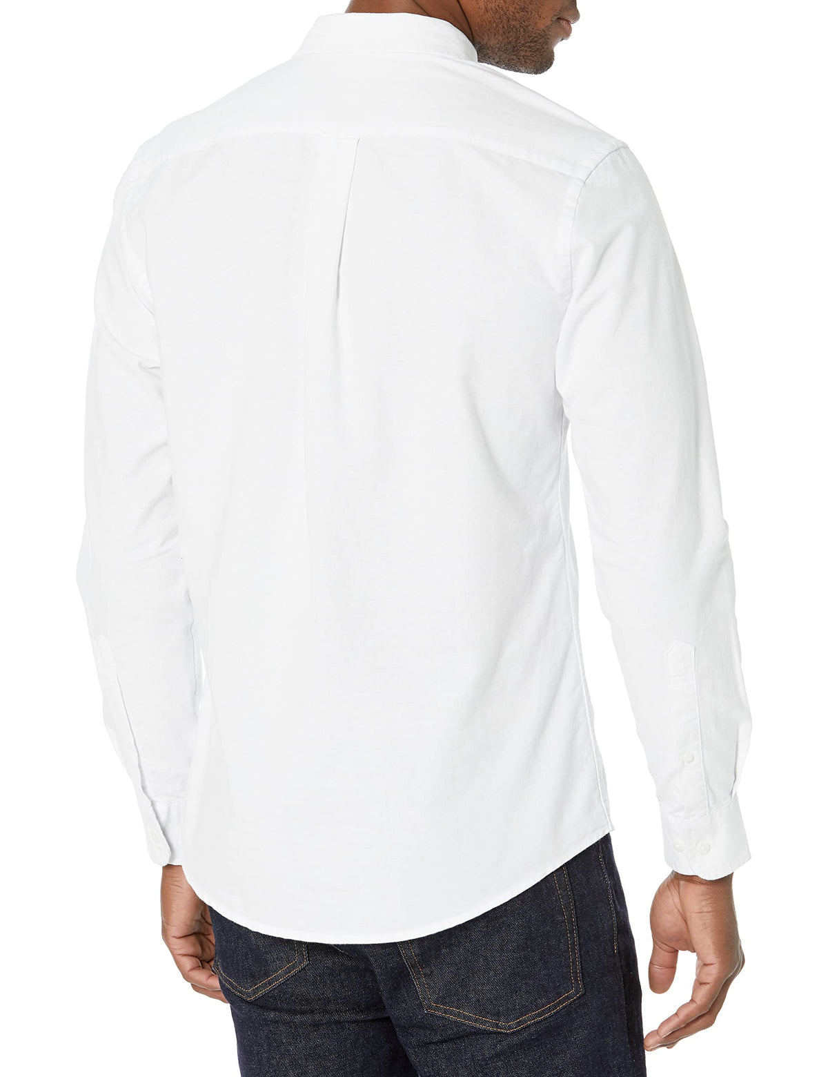 Amazon Essentials - Camisa Oxford de manga larga ajustada para hombre, color blanco, talla M