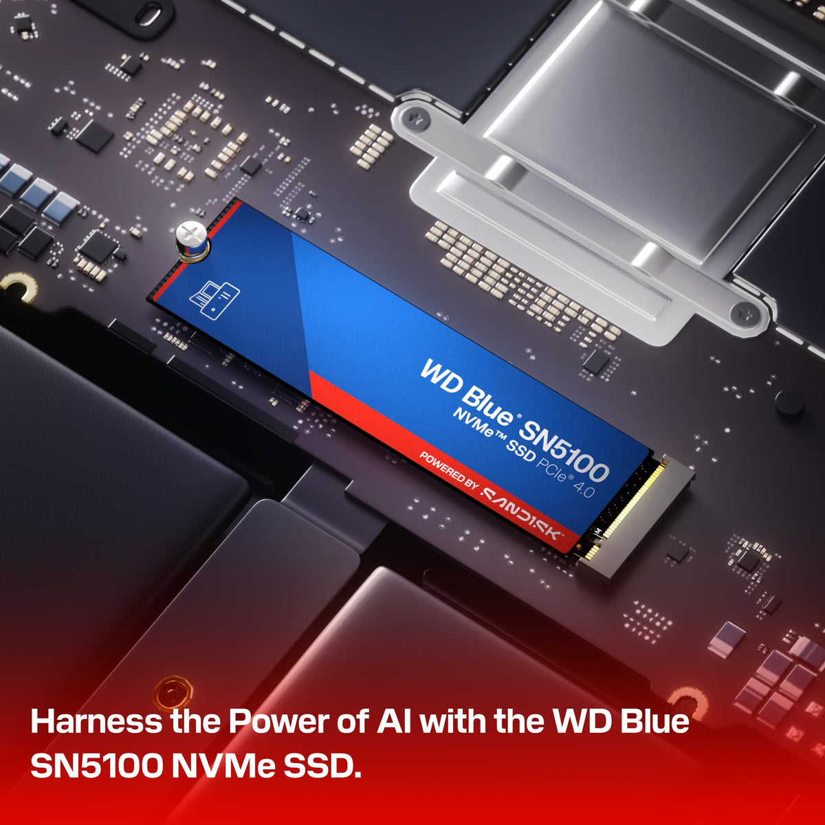 WD Blue 4TB SN5100 NVMe SSD - M.2 2280, PCIe Gen 4.0, Unidad Interna de Estado sólido - velocidades de Lectura de hasta 6.900MB/s, Almacenamiento actualizado para PC/portátiles - WDS400T5B0E