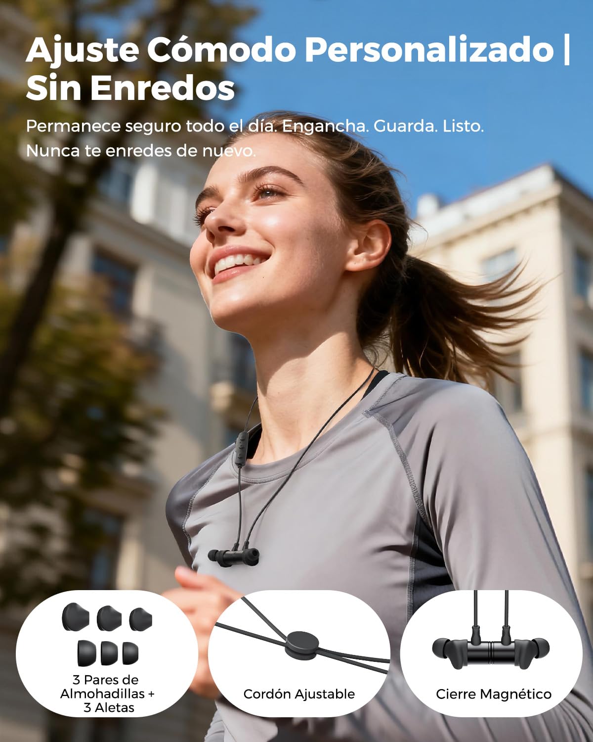 truefree Audífonos Inalámbricos Deportivos con Cuello, 11mm Controlador Dual Magnético, 20H de Duración de Batería, IP67 Resistente al Agua, Carga Rápida, Cancelación de Ruido AI, Baja Latencia